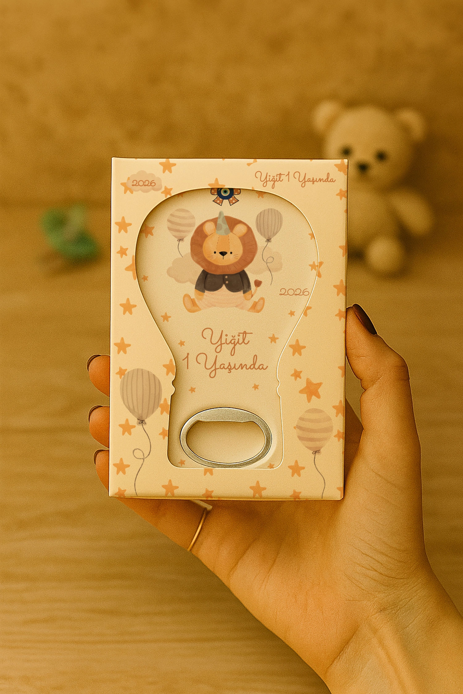 Aslan Temalı Kutulu Balon Açacak Magnet
