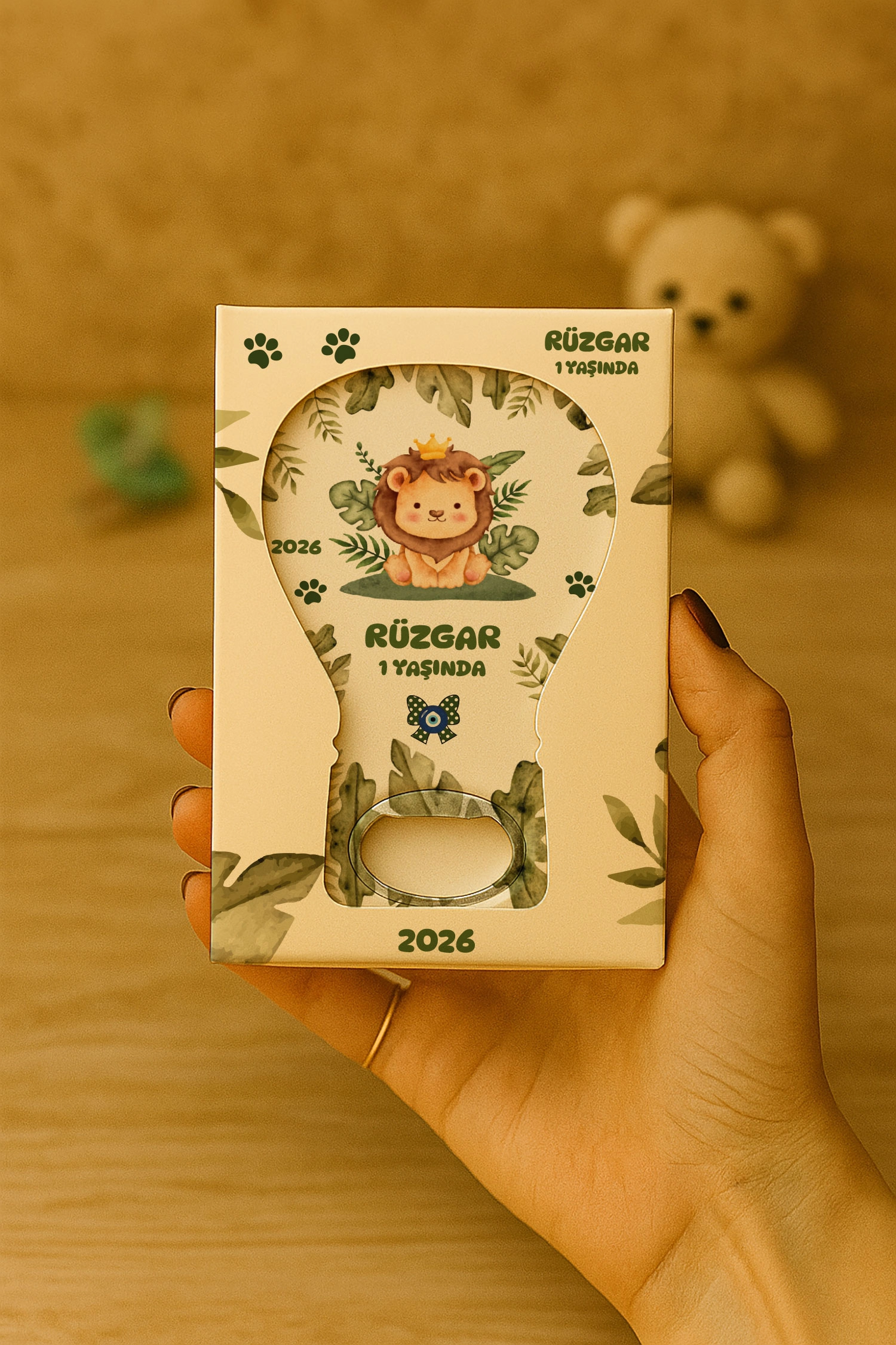 Aslan Temalı Kutulu Balon Açacak Magnet