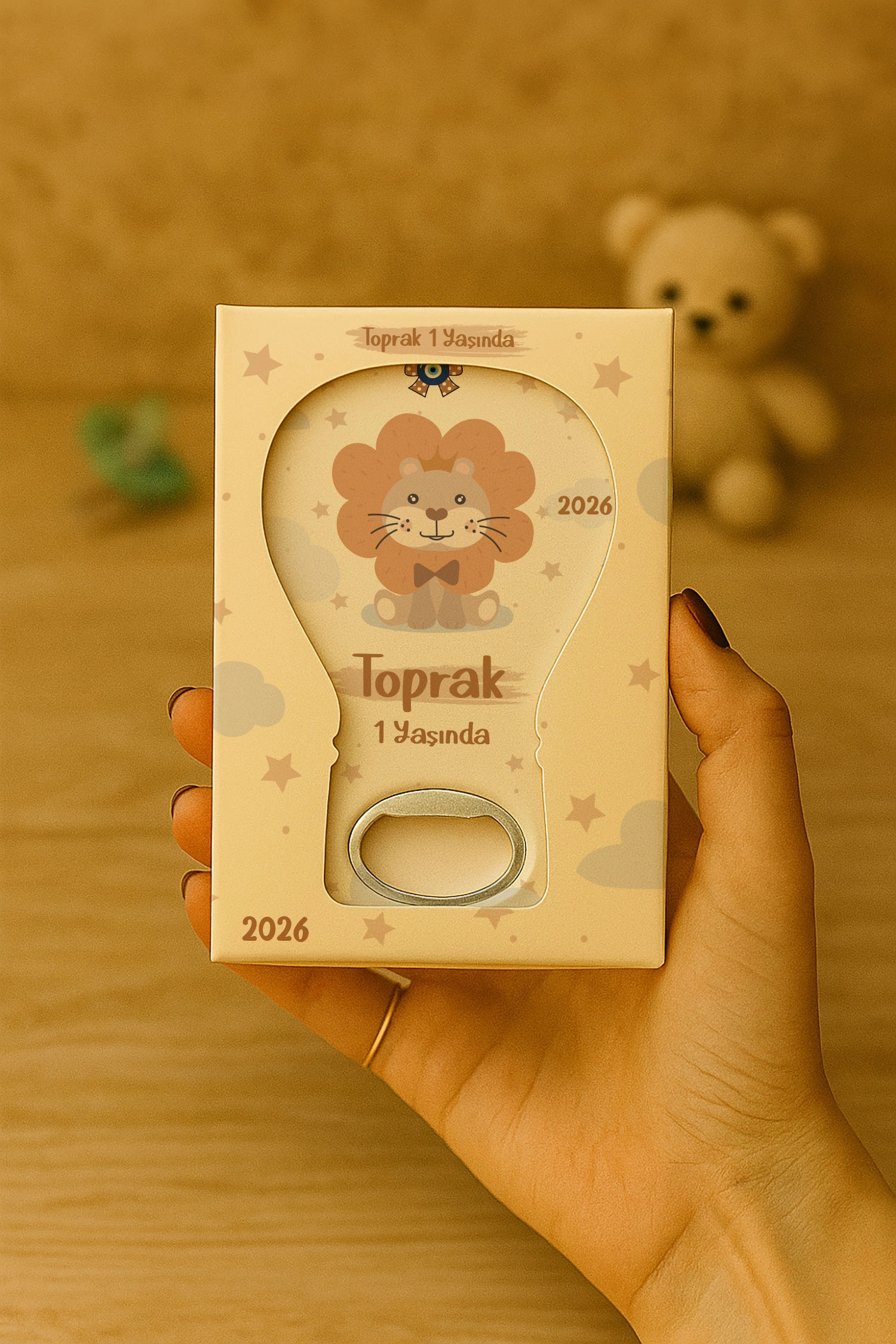Aslan Temalı Kutulu Balon Açacak Magnet