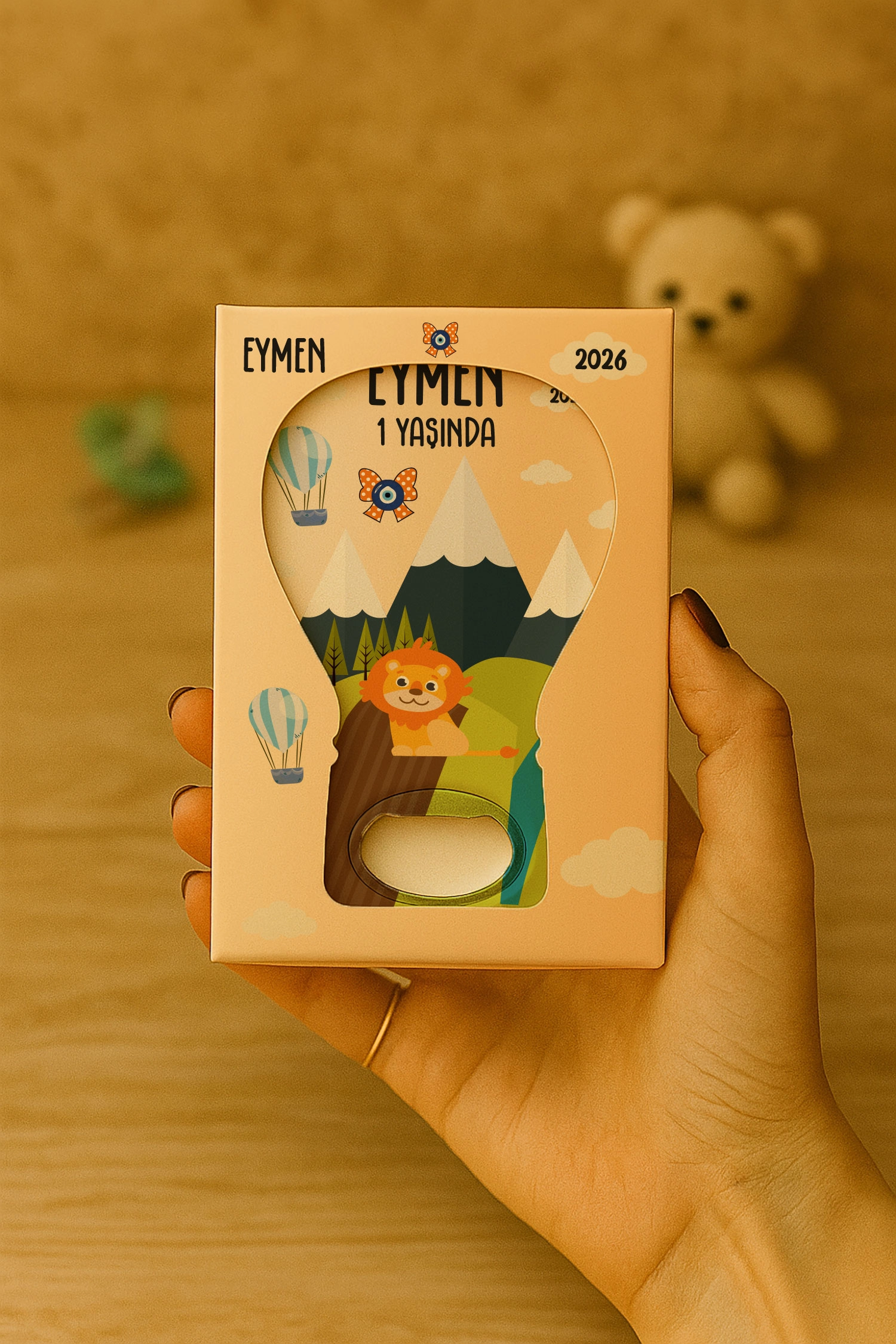 Aslan Temalı Kutulu Balon Açacak Magnet