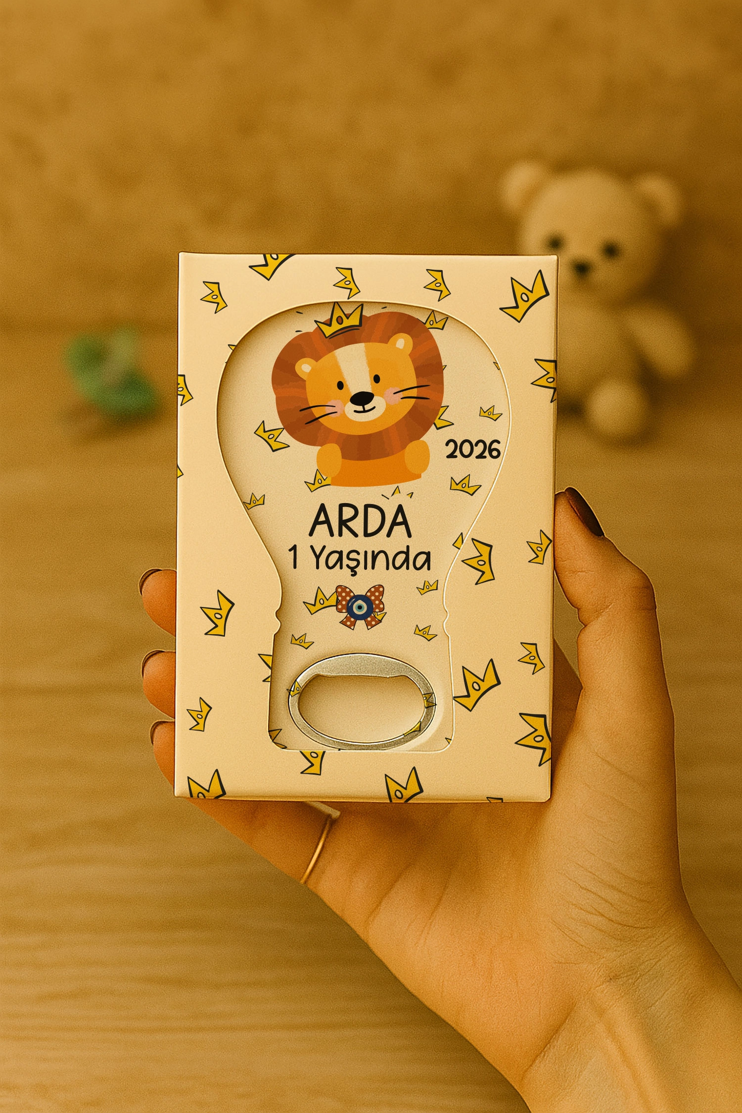 Aslan Temalı Kutulu Balon Açacak Magnet