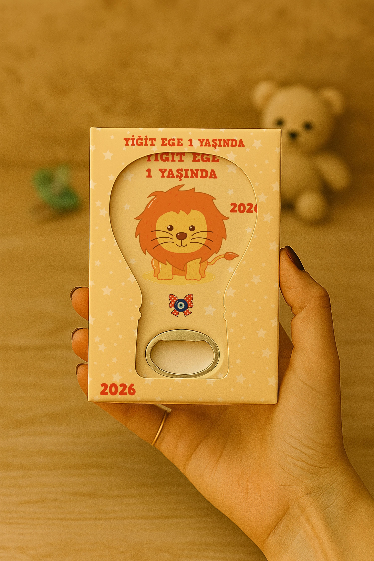 Aslan Temalı Kutulu Balon Açacak Magnet