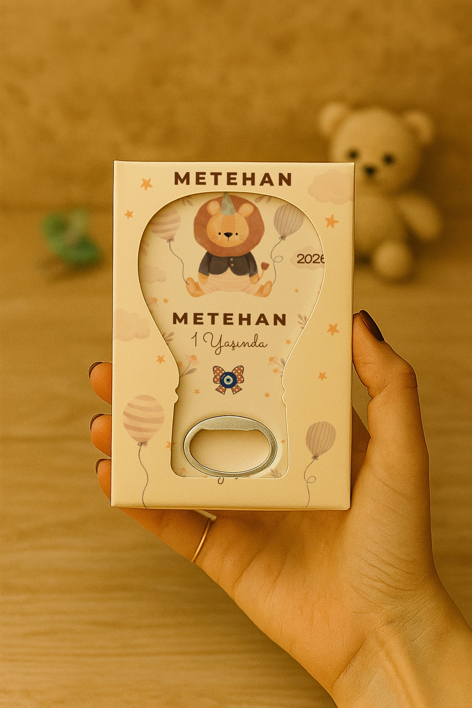 Aslan Temalı Kutulu Balon Açacak Magnet