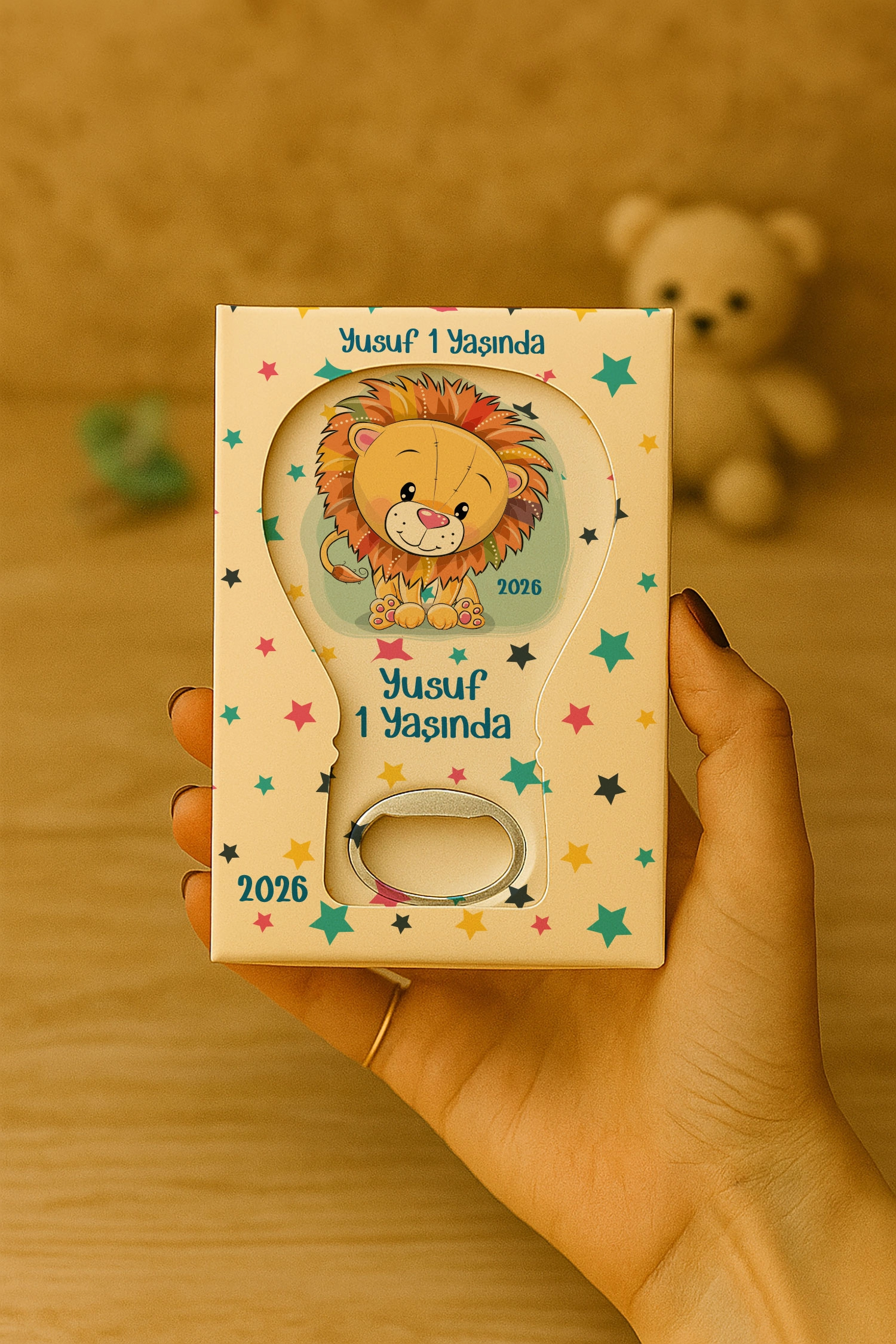 Aslan Temalı Kutulu Balon Açacak Magnet