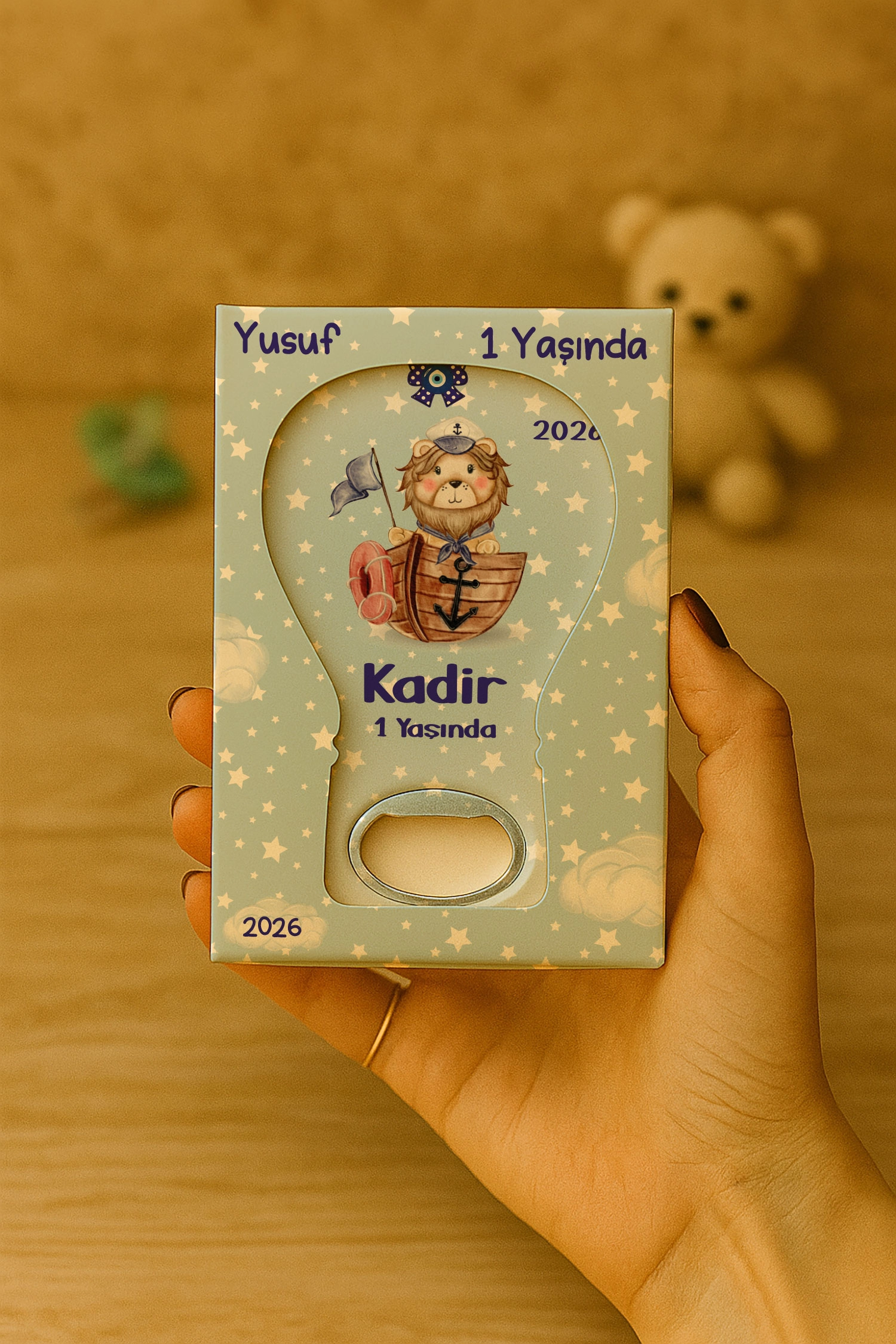 Aslan Temalı Kutulu Balon Açacak Magnet