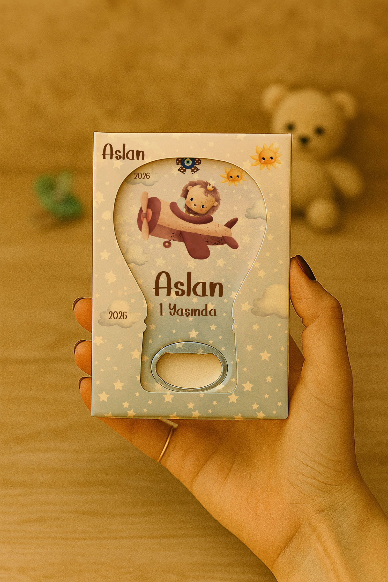 Aslan Temalı Kutulu Balon Açacak Magnet