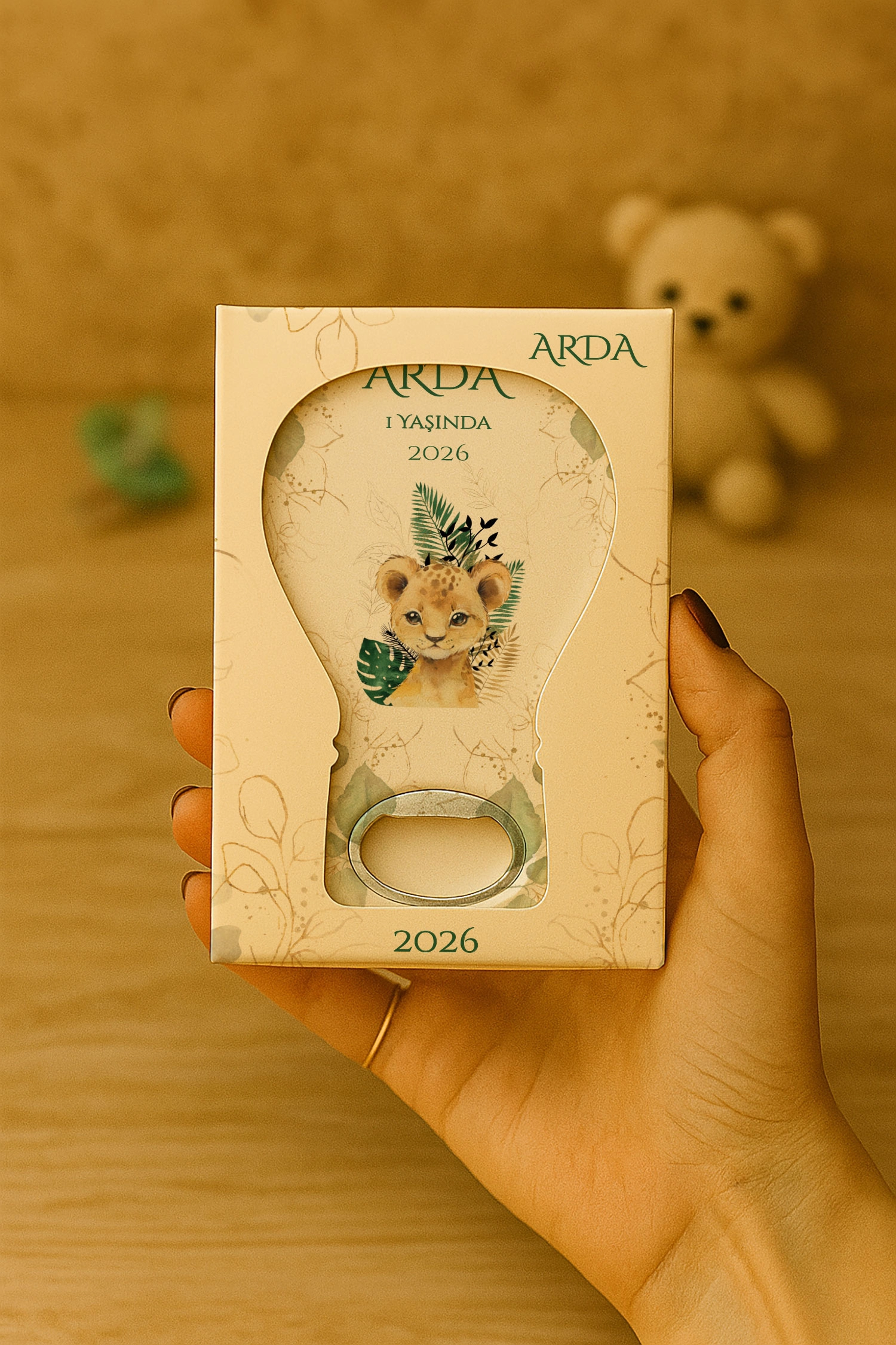 Aslan Temalı Kutulu Balon Açacak Magnet