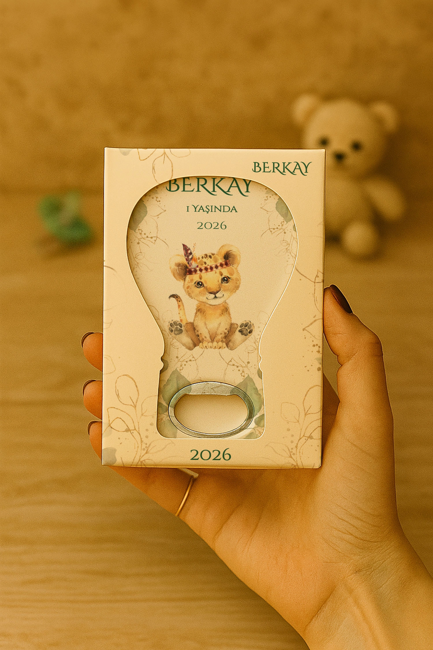 Aslan Temalı Kutulu Balon Açacak Magnet