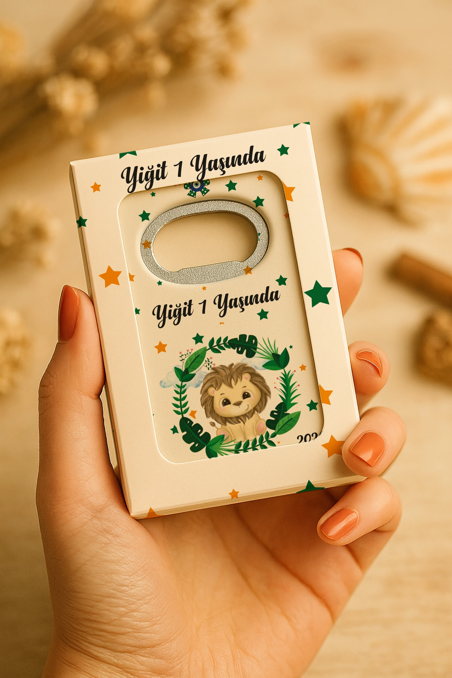 Aslan Temalı Kutulu Dikdörtgen Açacak Magnet