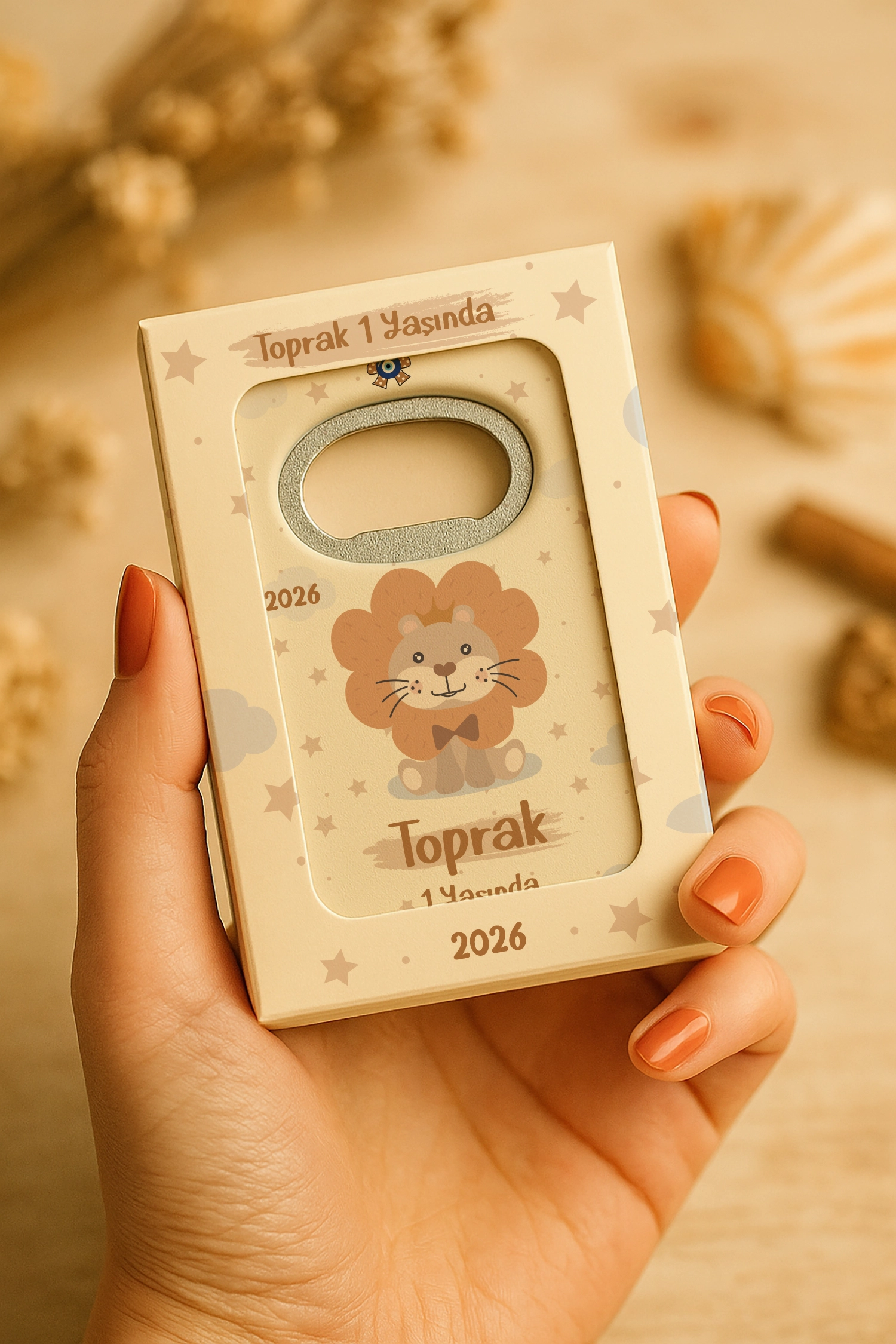 Aslan Temalı Kutulu Dikdörtgen Açacak Magnet