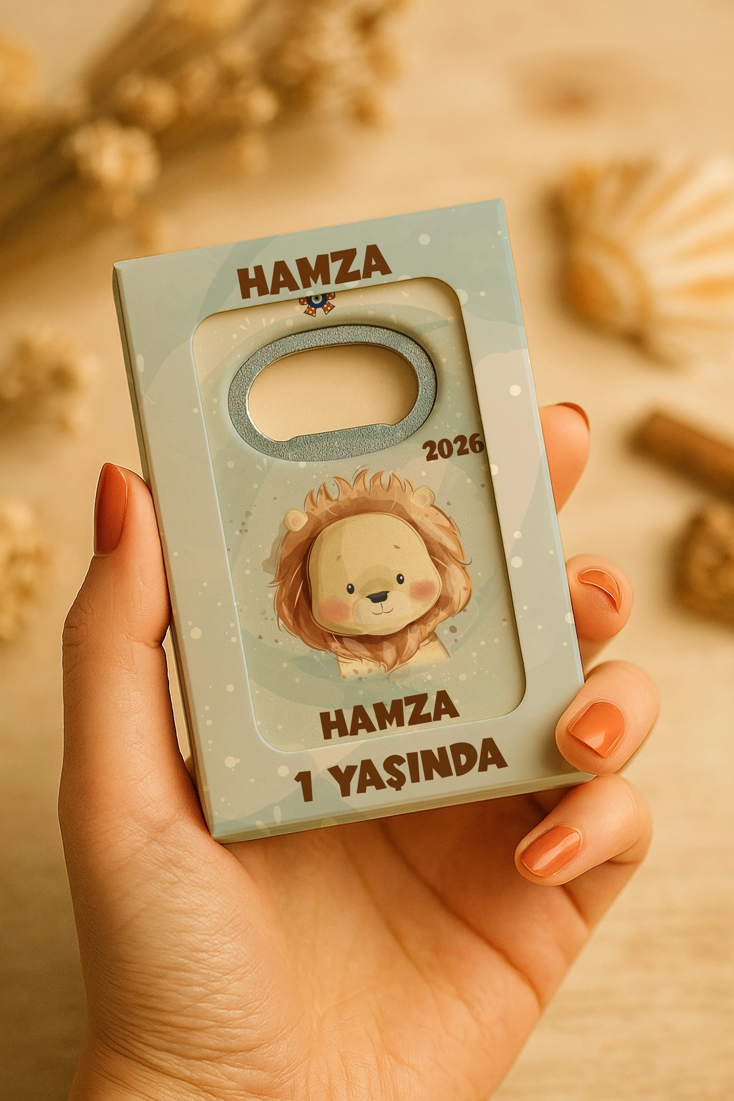 Aslan Temalı Kutulu Dikdörtgen Açacak Magnet