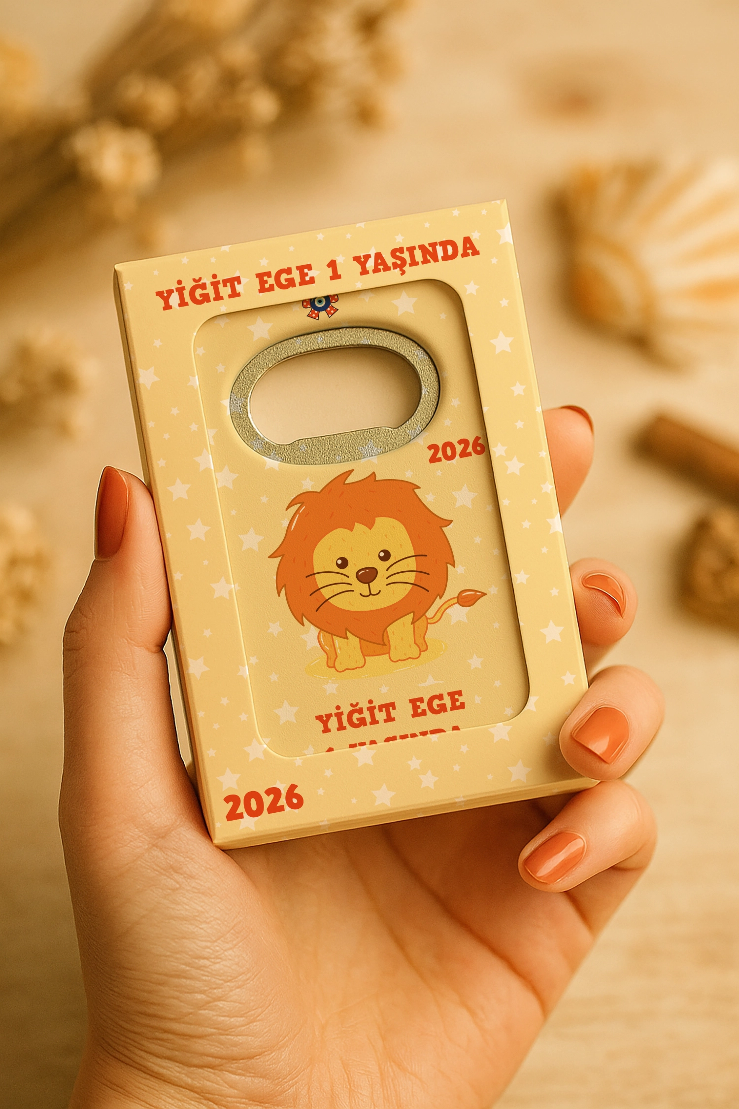 Aslan Temalı Kutulu Dikdörtgen Açacak Magnet