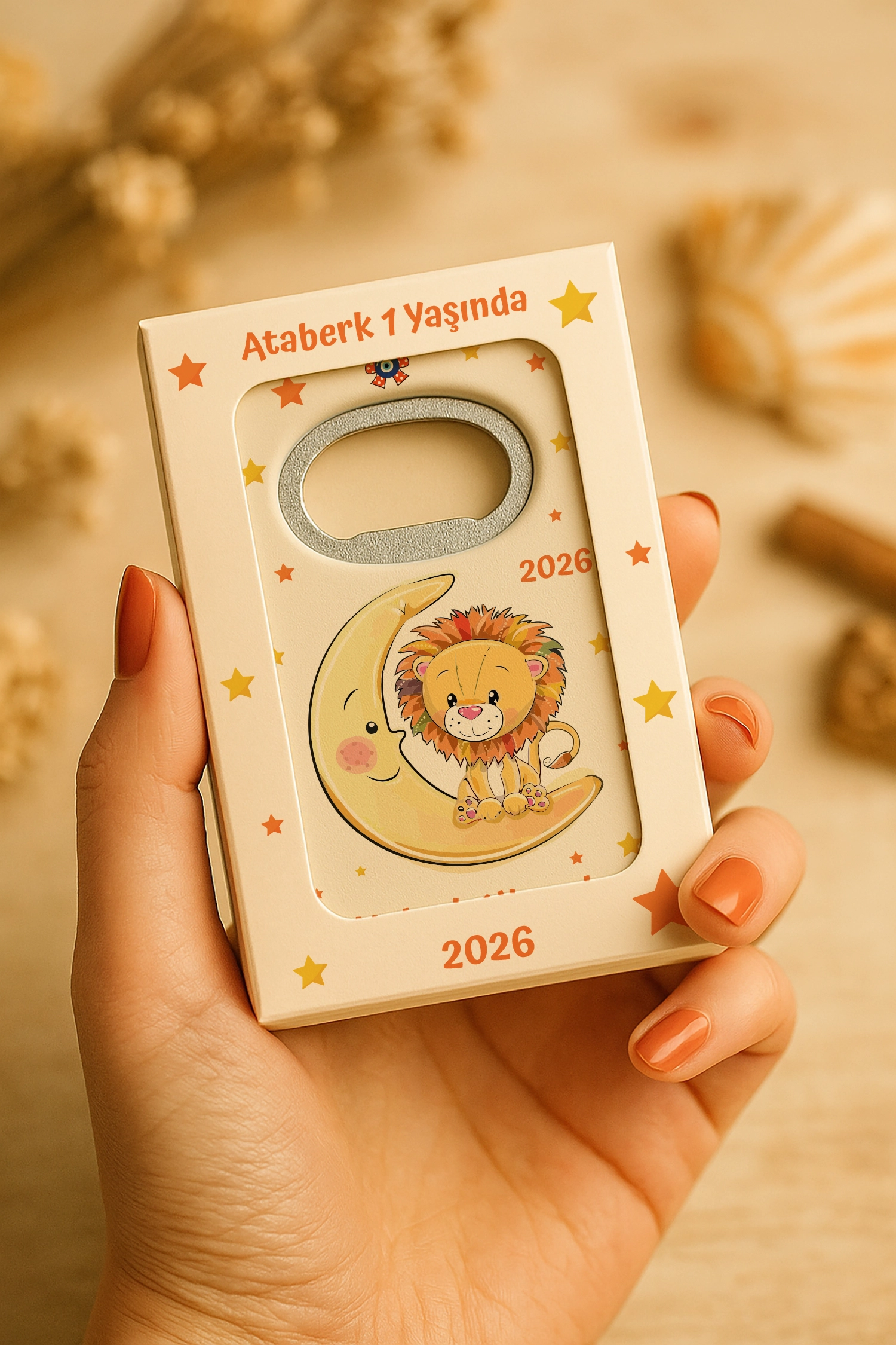 Aslan Temalı Kutulu Dikdörtgen Açacak Magnet
