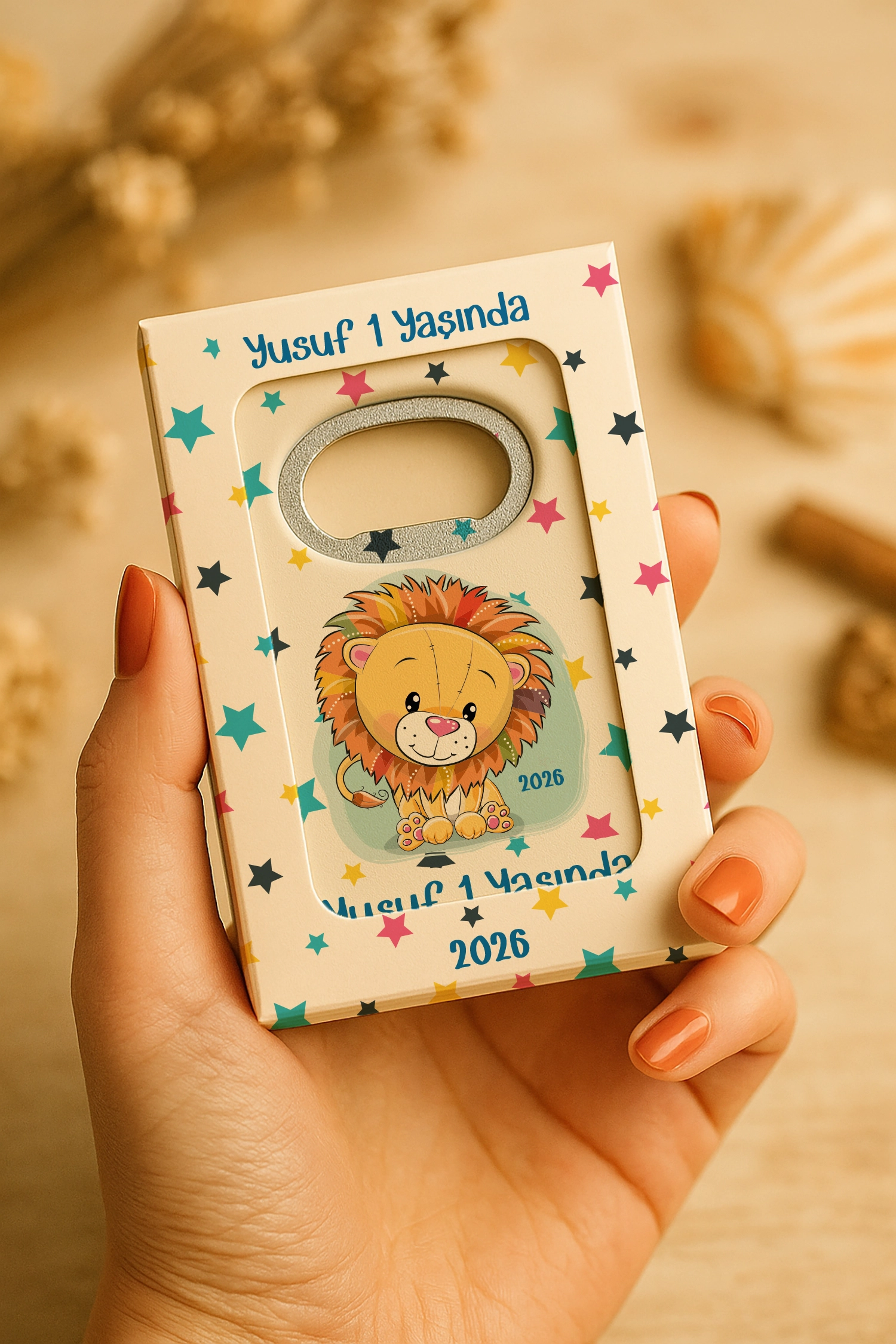Aslan Temalı Kutulu Dikdörtgen Açacak Magnet