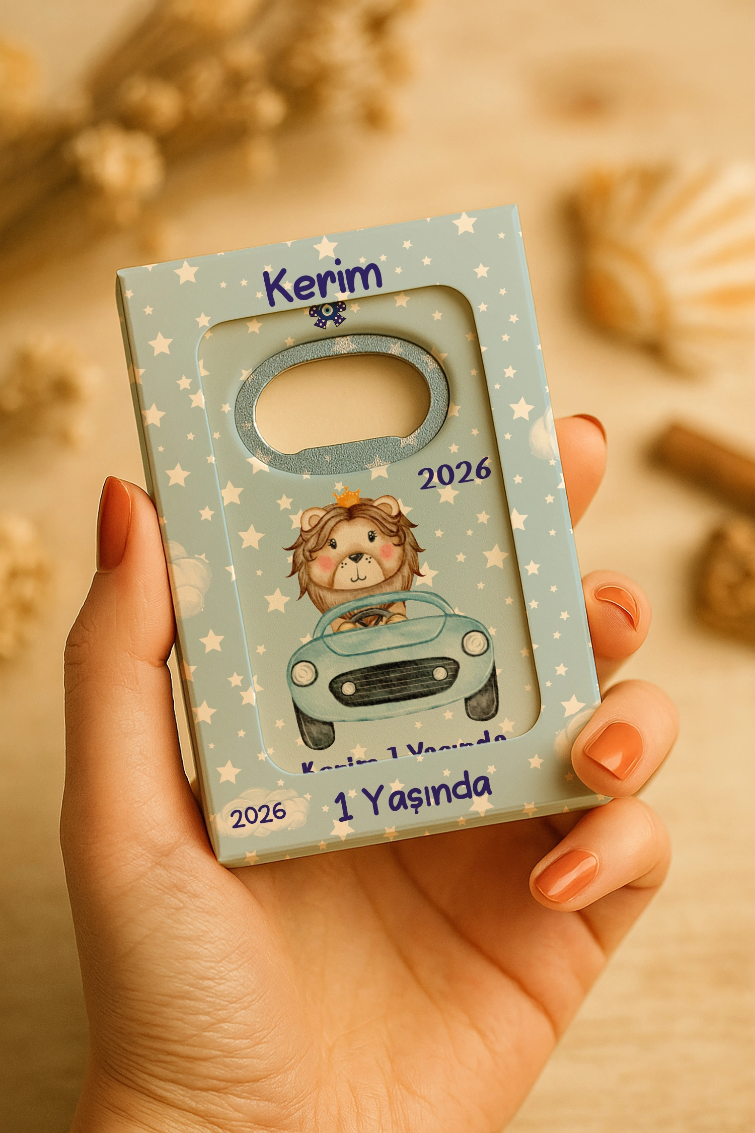 Aslan Temalı Kutulu Dikdörtgen Açacak Magnet
