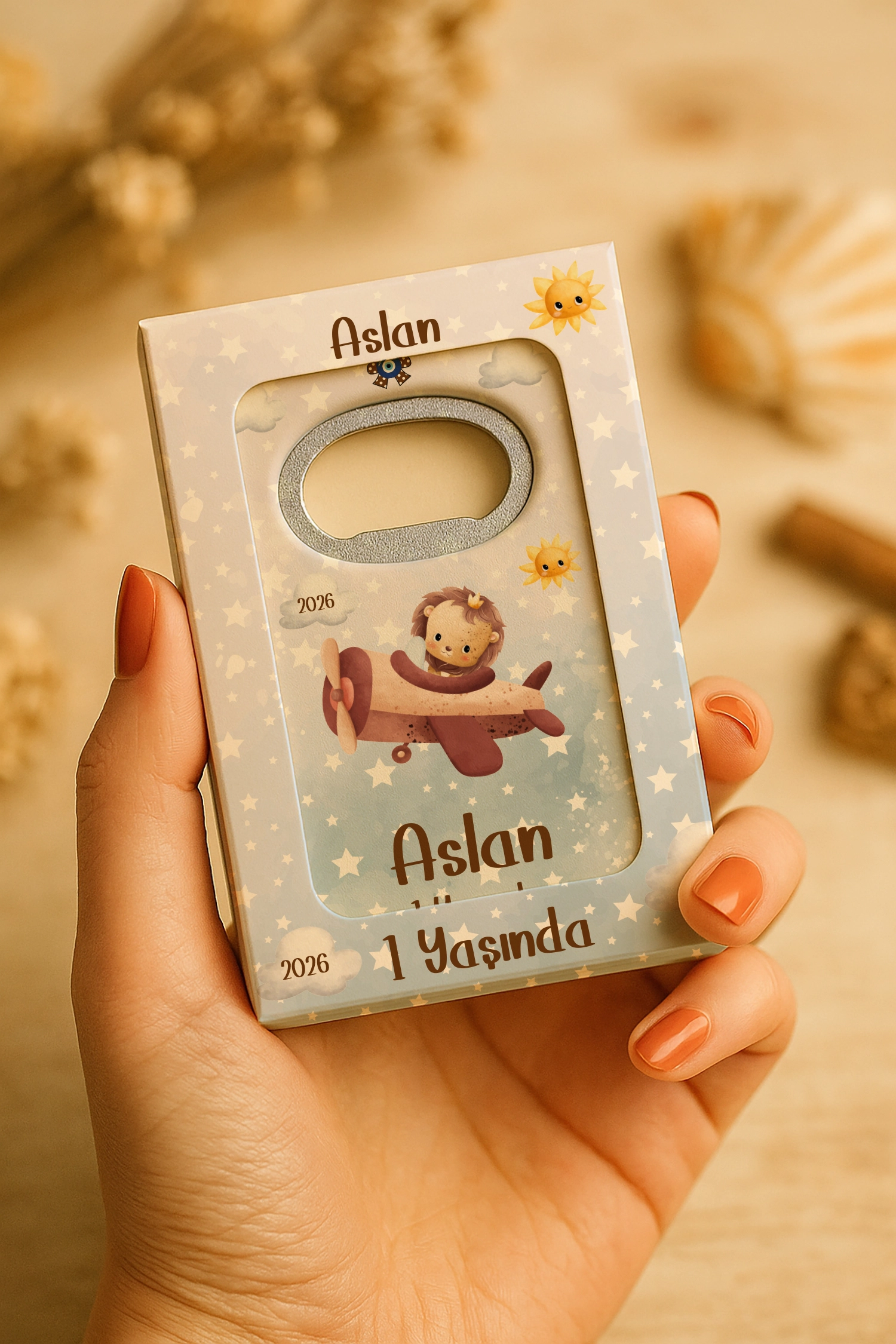 Aslan Temalı Kutulu Dikdörtgen Açacak Magnet