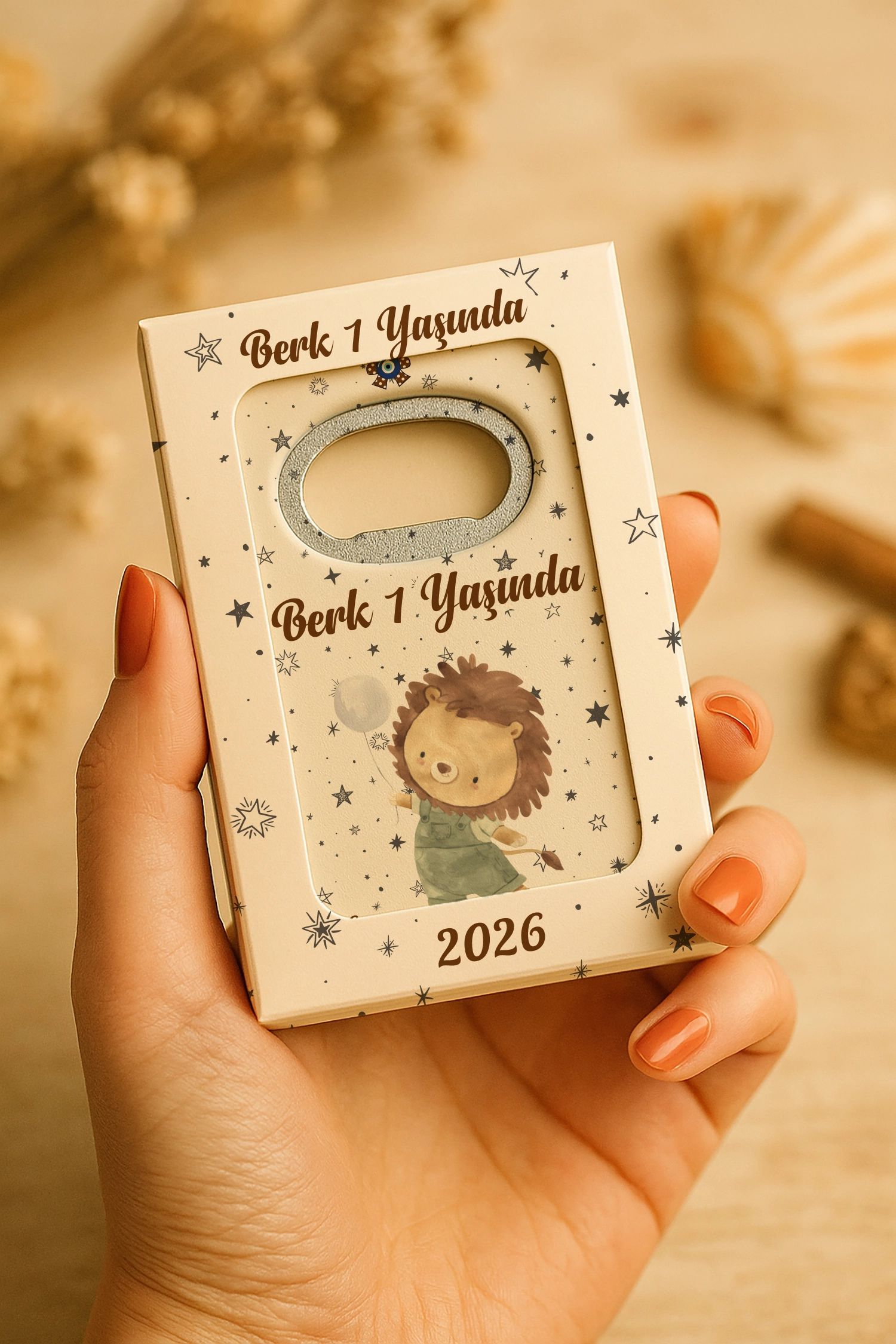 Aslan Temalı Kutulu Dikdörtgen Açacak Magnet