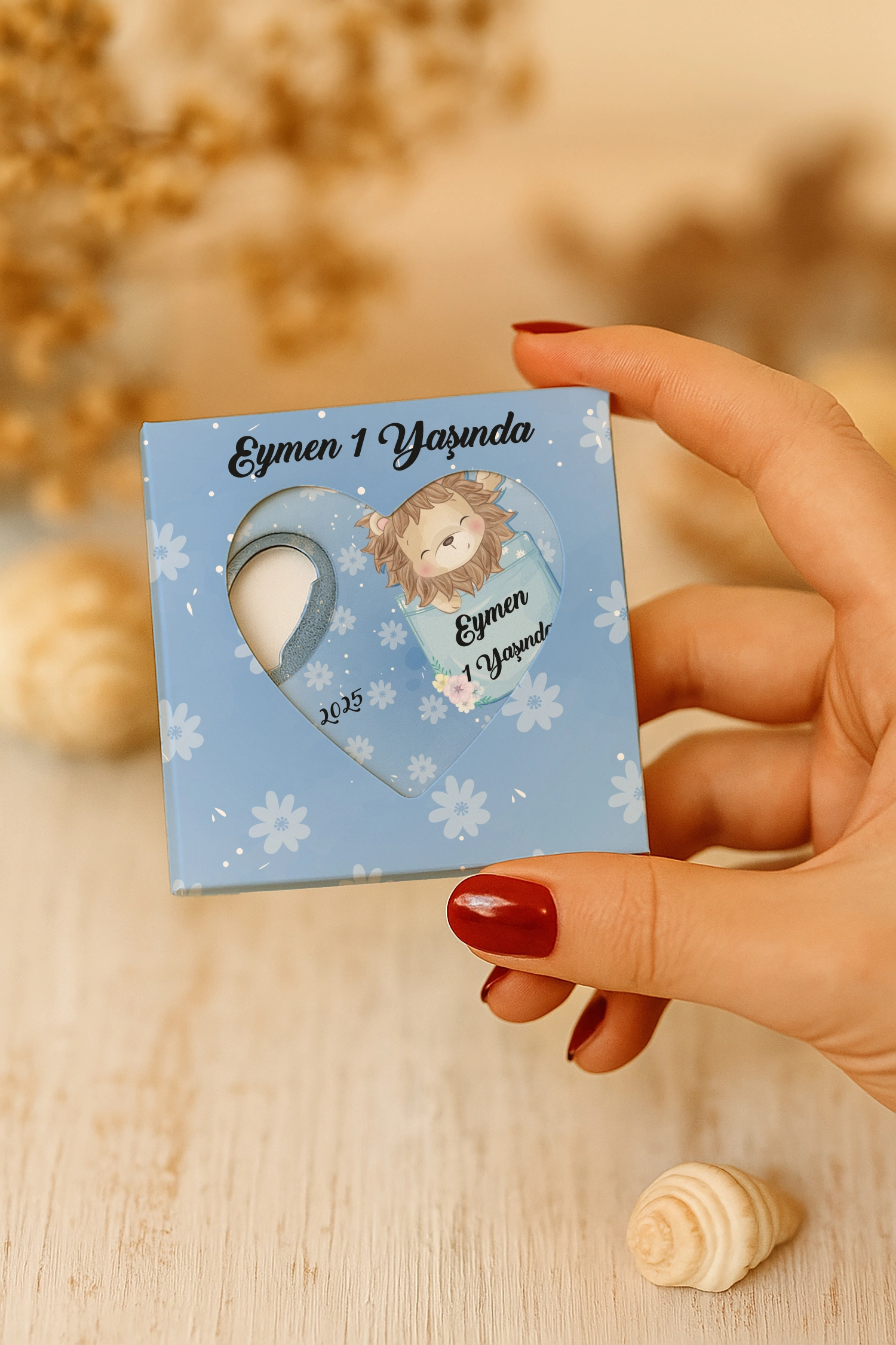 Aslan Temalı Kutulu Kalp Açacak Magnet