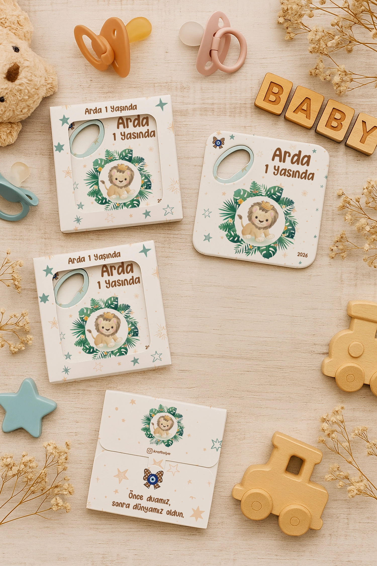 Aslan Temalı Kutulu Kare Açacak Magnet