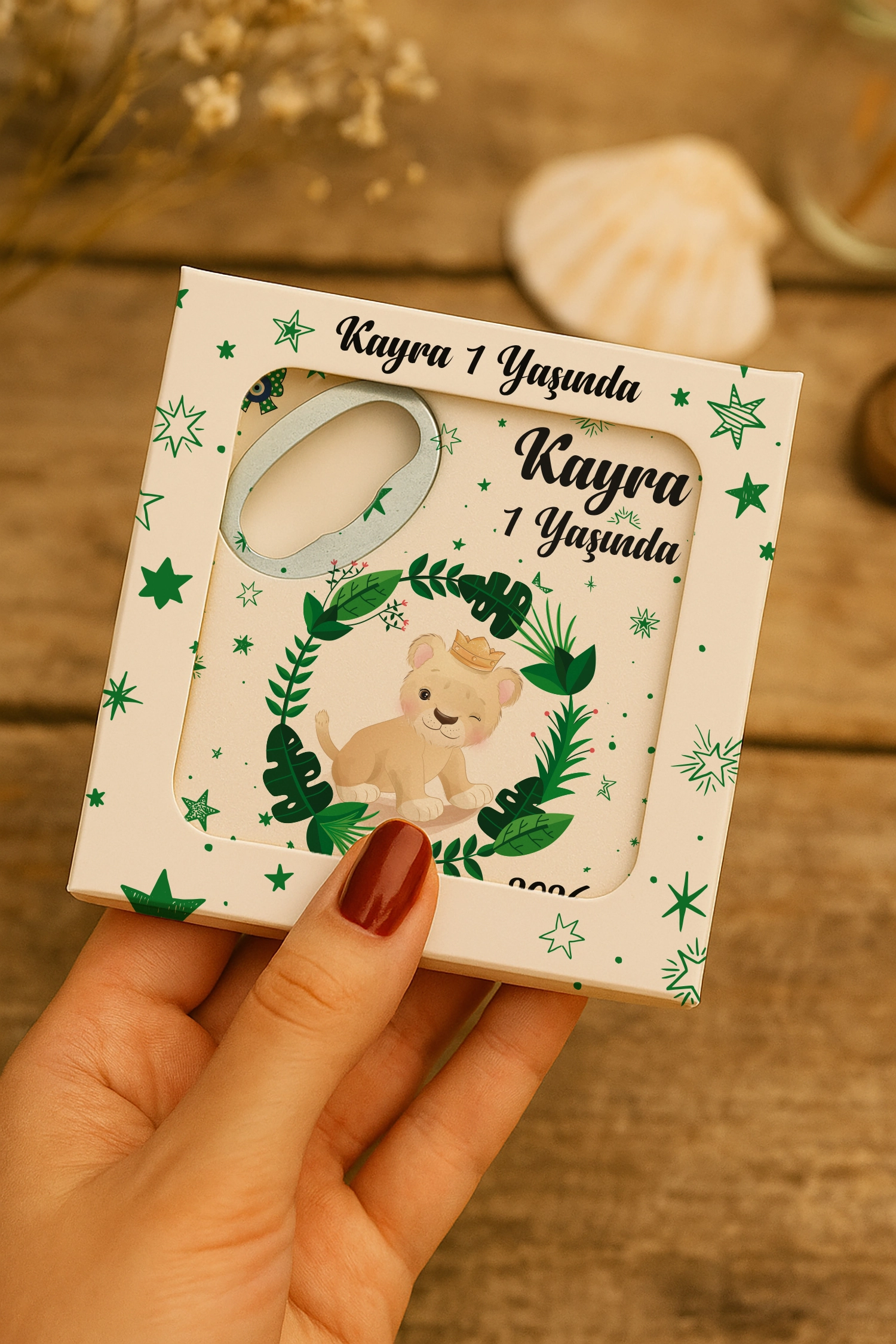 Aslan Temalı Kutulu Kare Açacak Magnet
