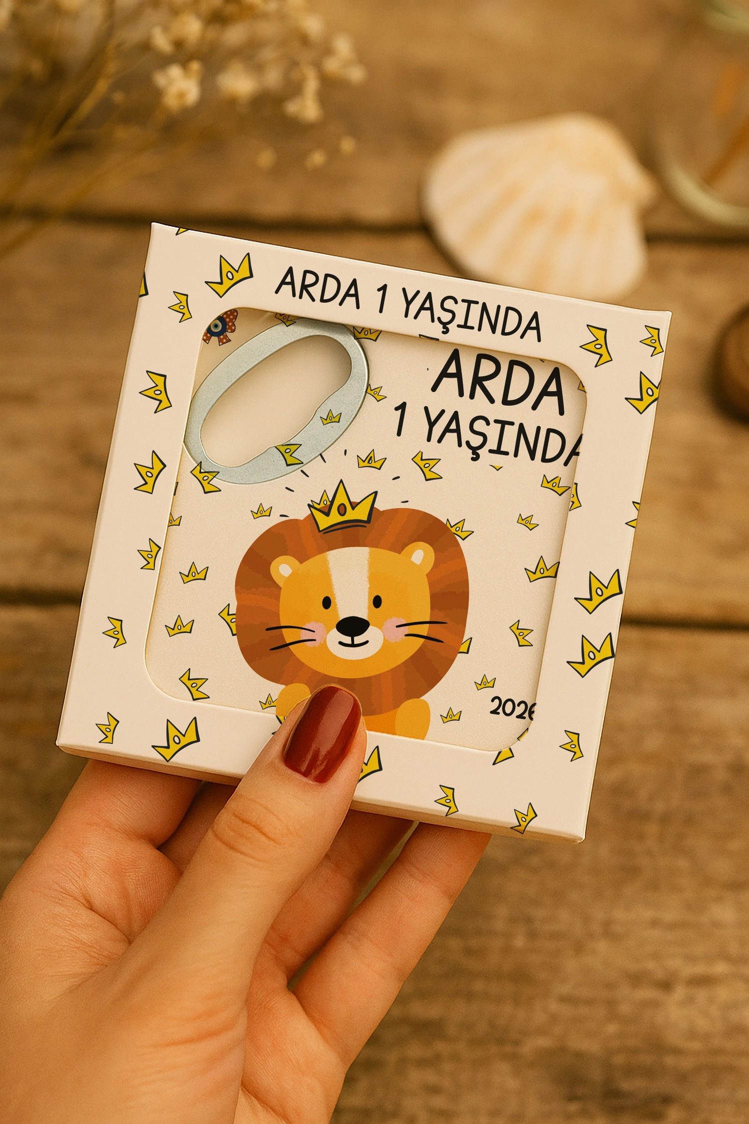 Aslan Temalı Kutulu Kare Açacak Magnet