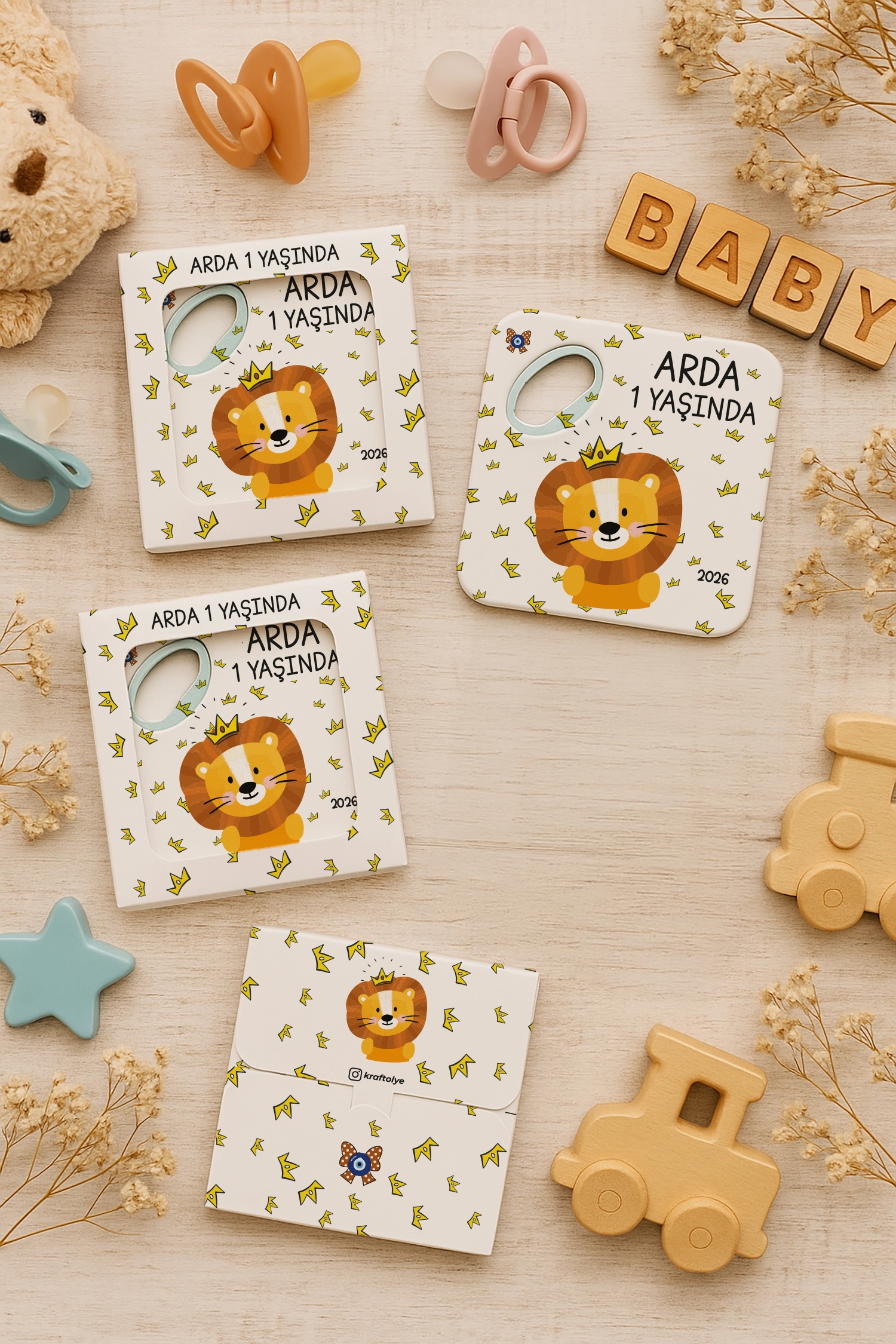 Aslan Temalı Kutulu Kare Açacak Magnet