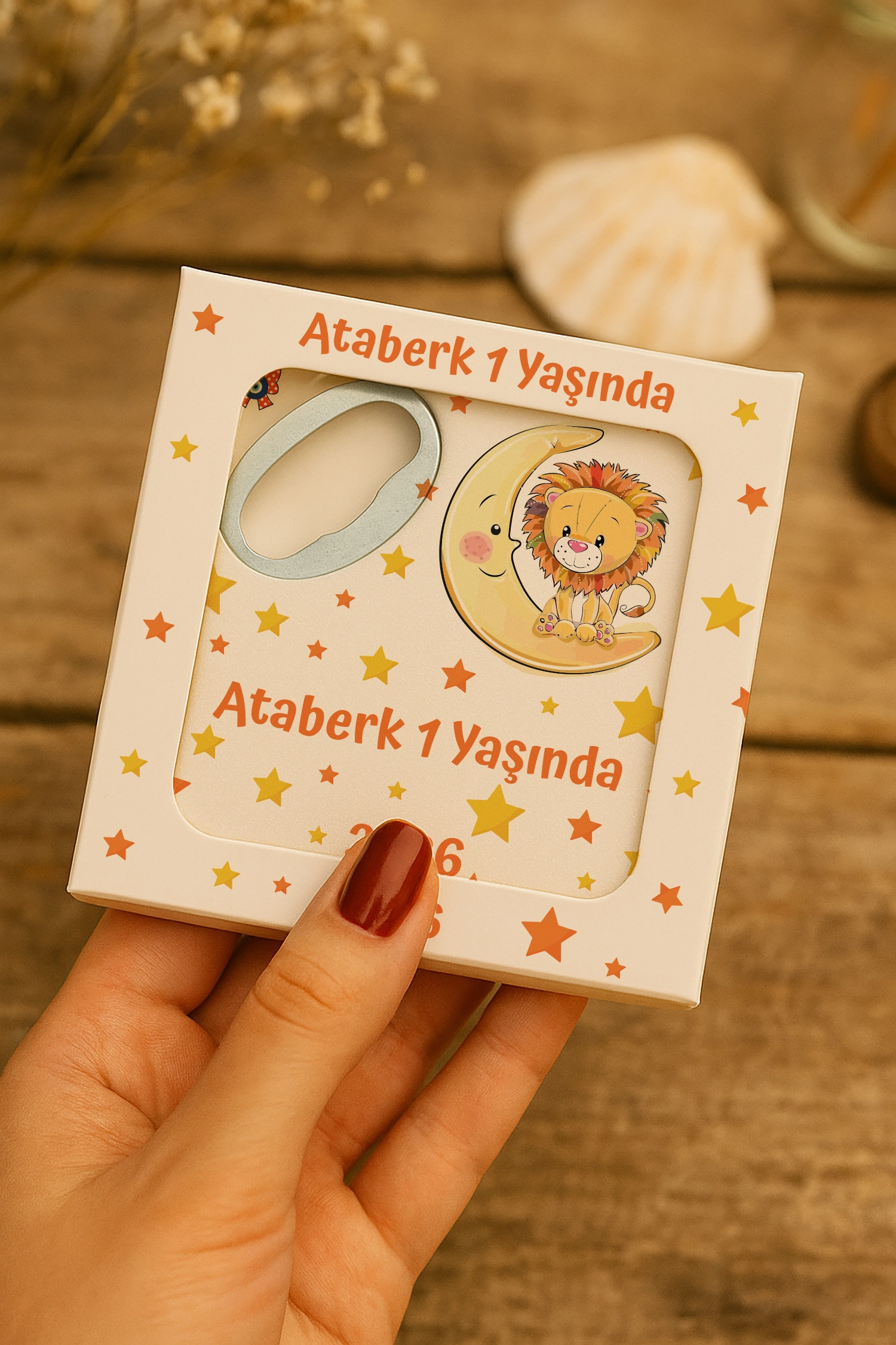 Aslan Temalı Kutulu Kare Açacak Magnet