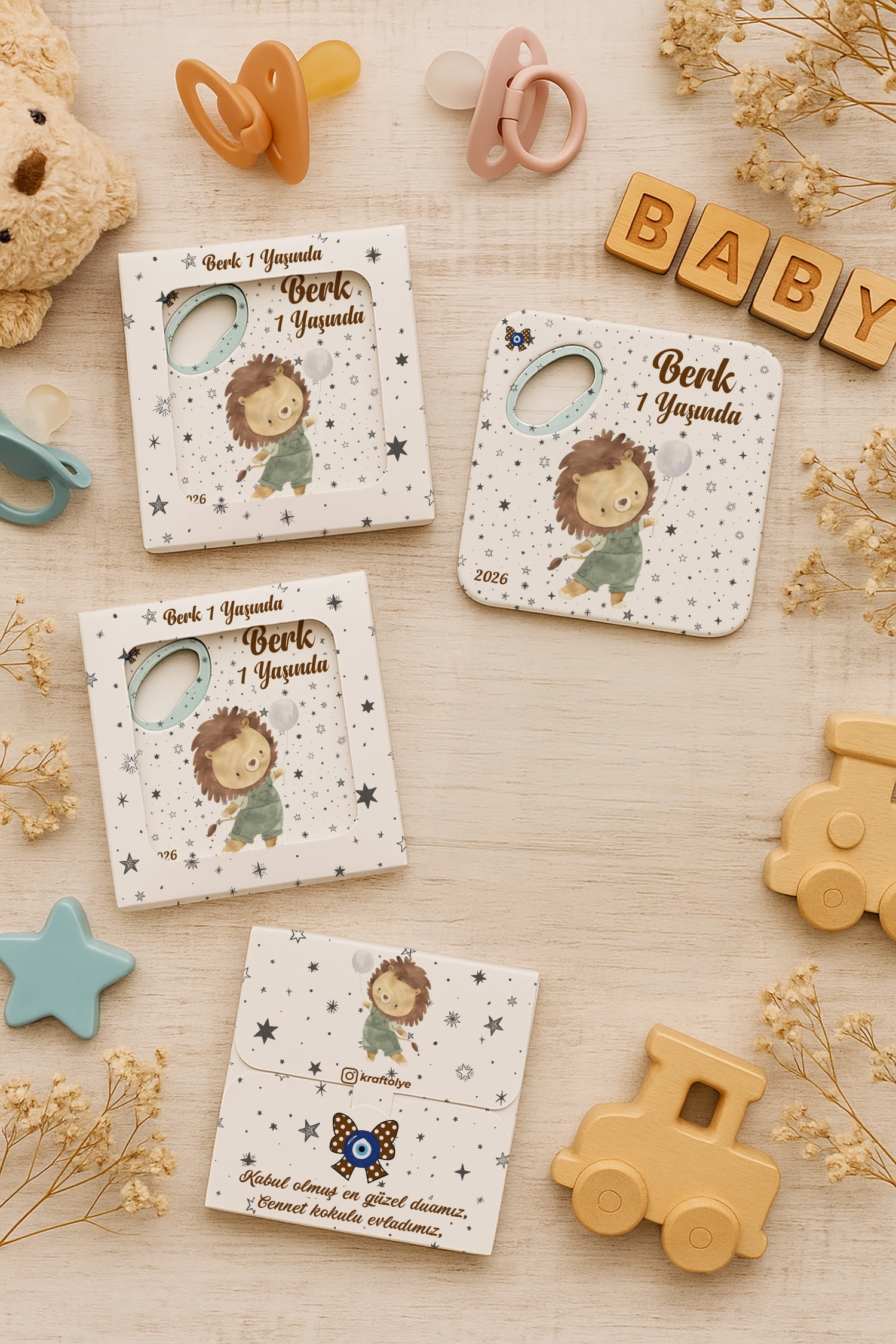 Aslan Temalı Kutulu Kare Açacak Magnet
