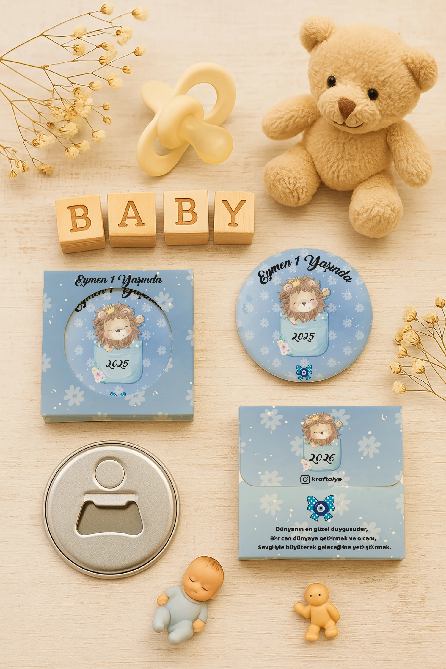 Aslan Temalı Kutulu Metal Açacak Magnet