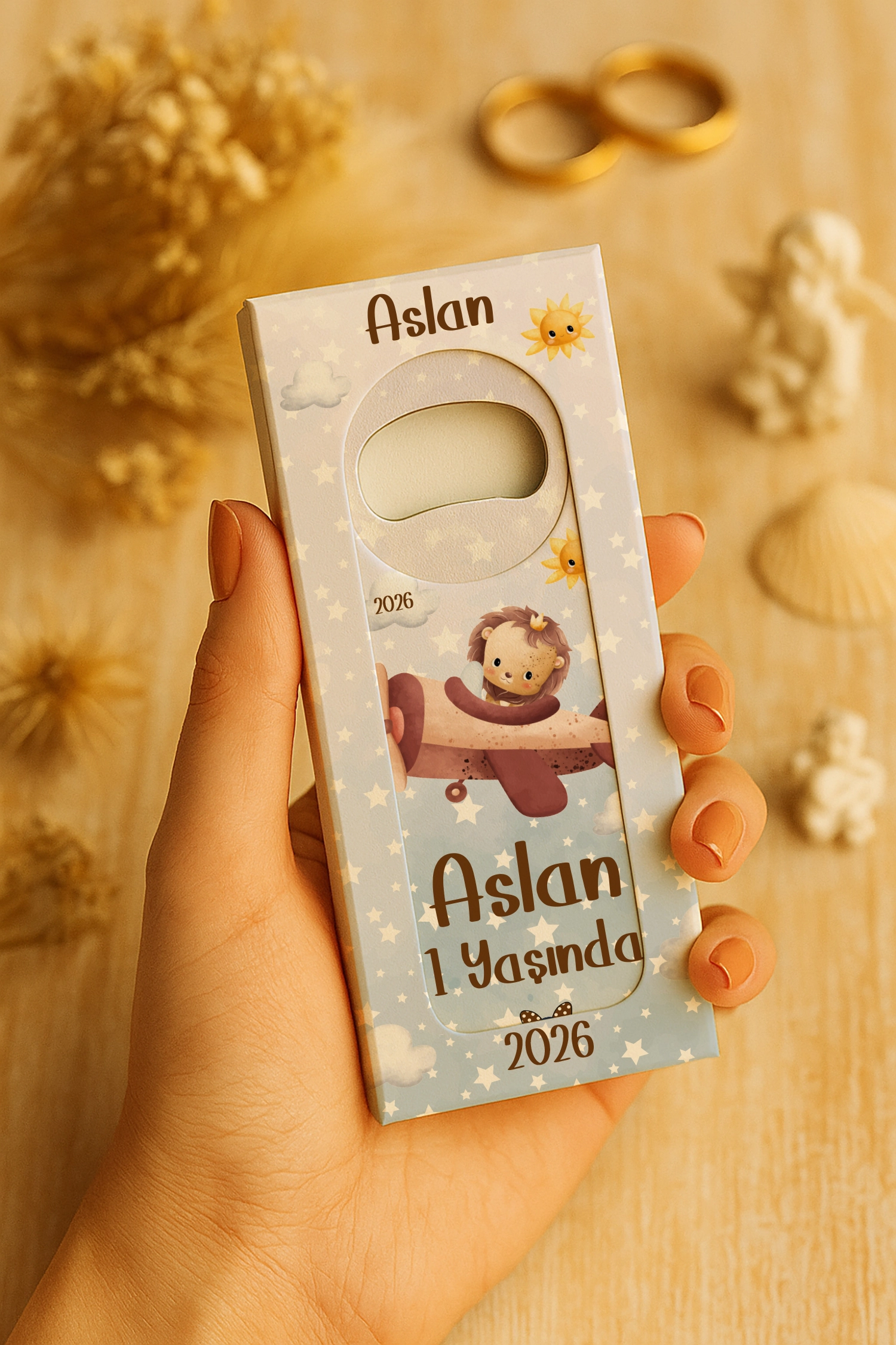 Aslan Temalı Kutulu Uzun Açacak Magnet