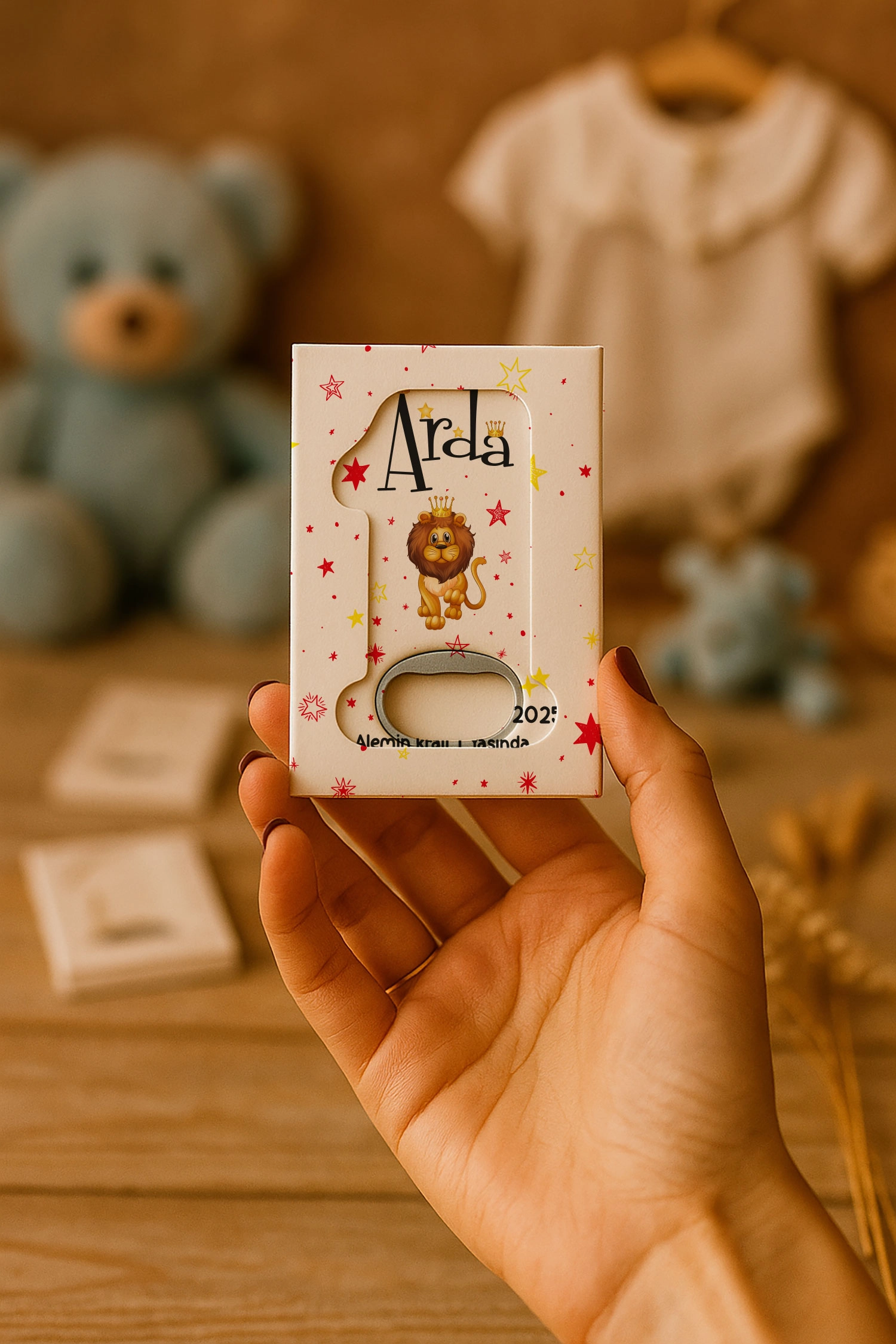 Aslan Temalı Mühürlü 1 Yaş Açacak Magnet