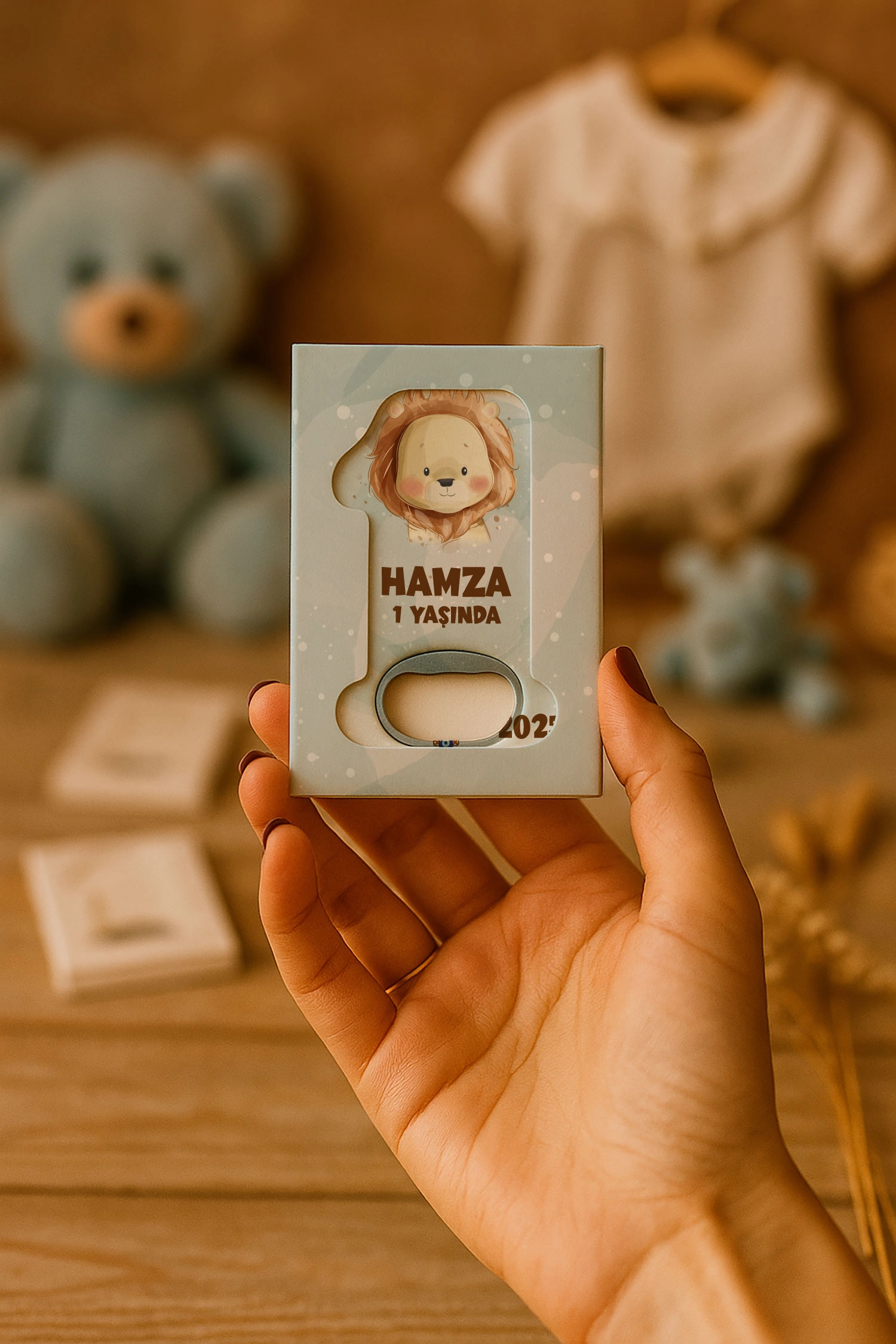 Aslan Temalı Mühürlü 1 Yaş Açacak Magnet