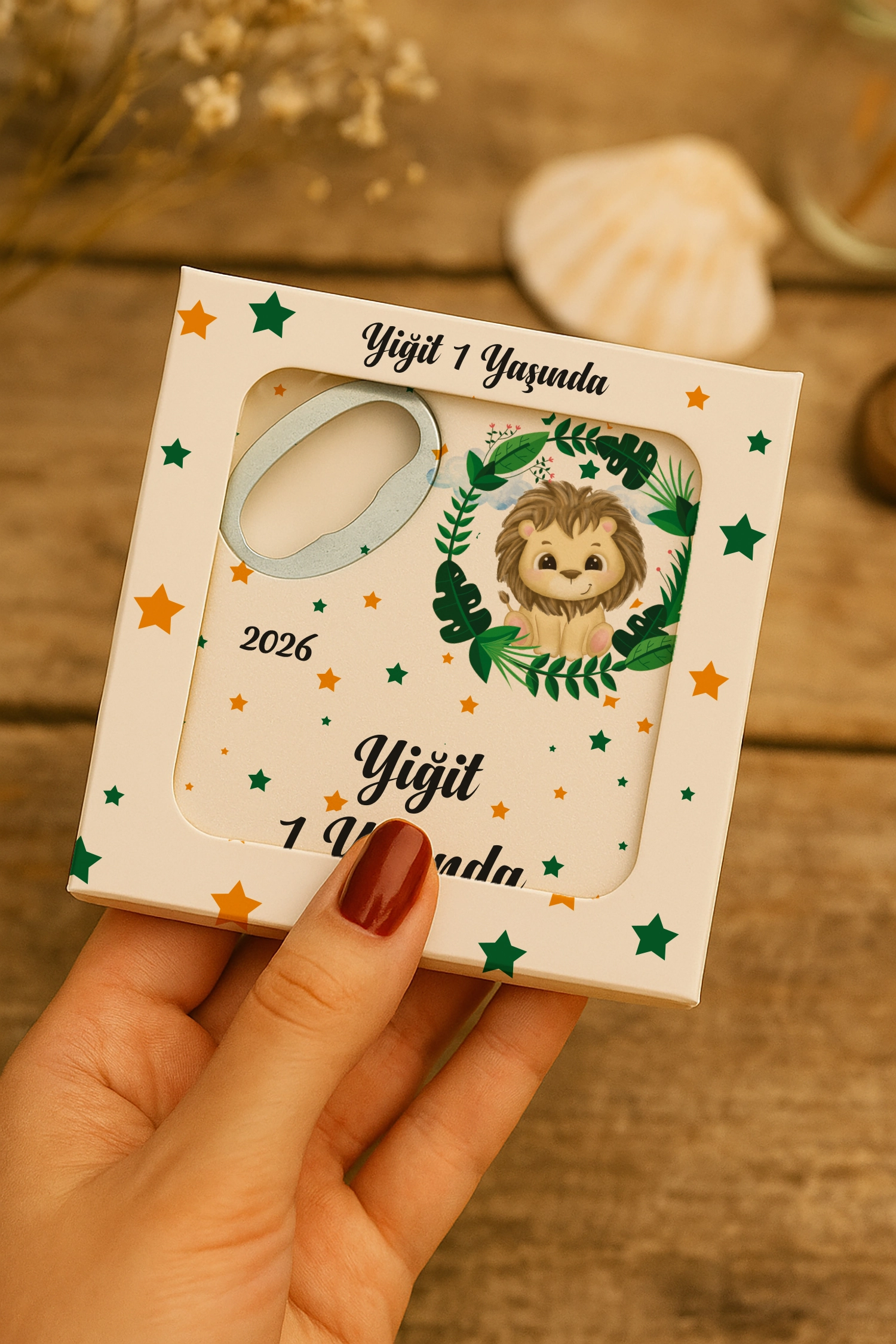 Aslan Temalı Mühürlü Kare Açacak Magnet