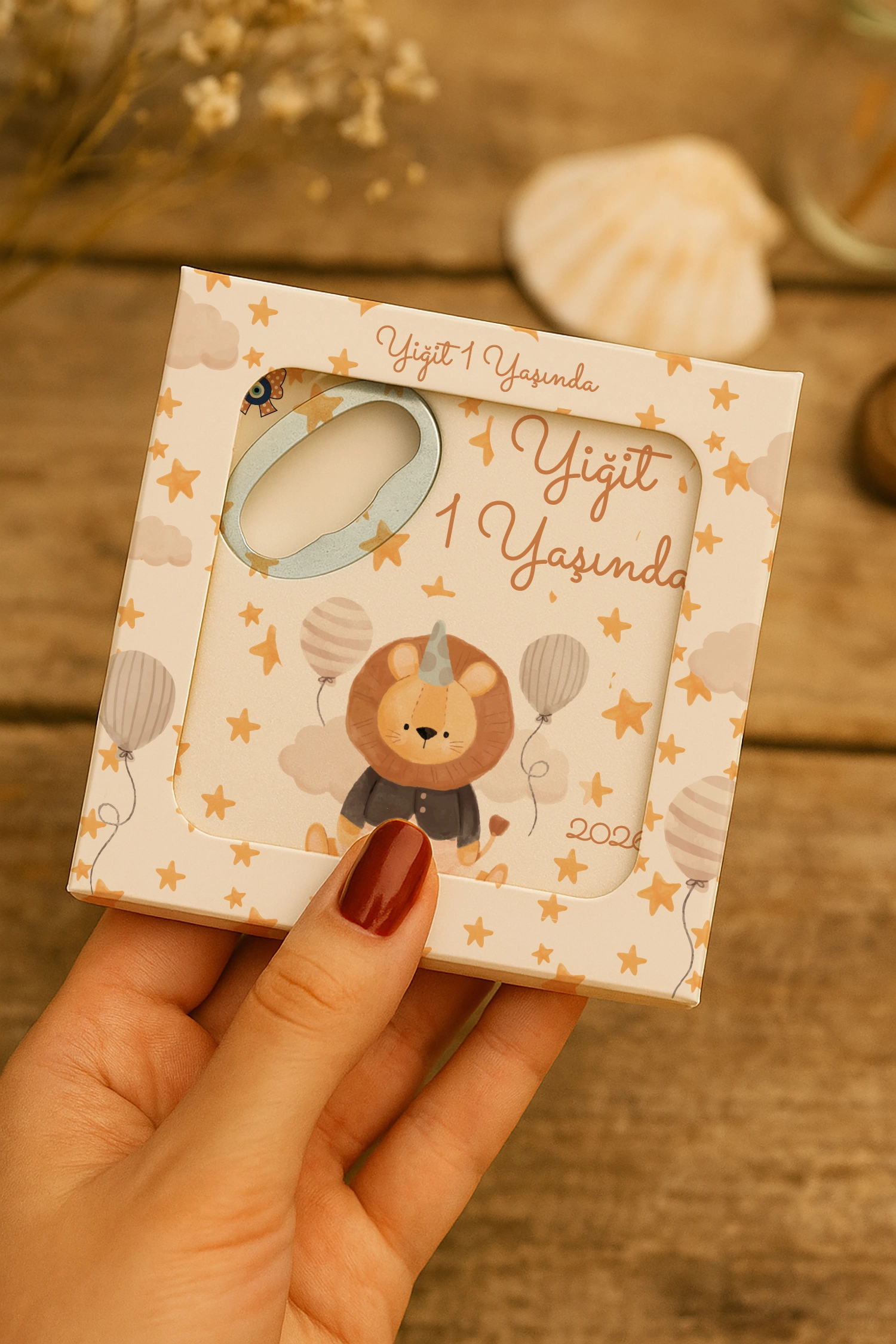 Aslan Temalı Mühürlü Kare Açacak Magnet