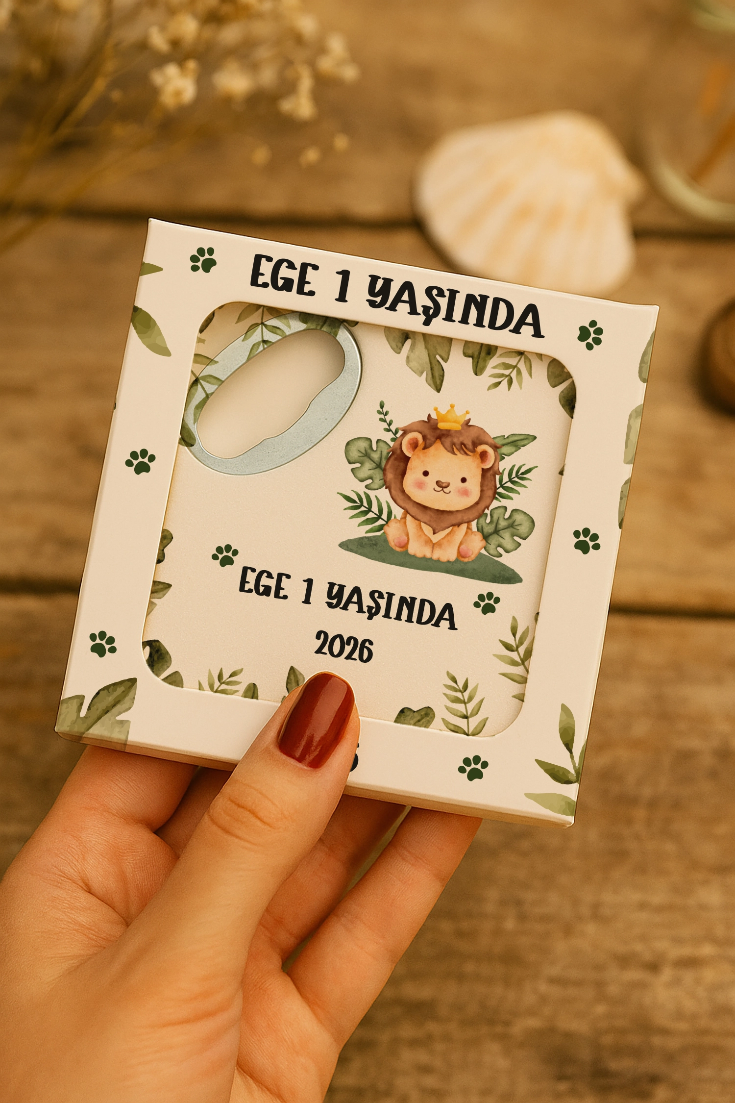 Aslan Temalı Mühürlü Kare Açacak Magnet