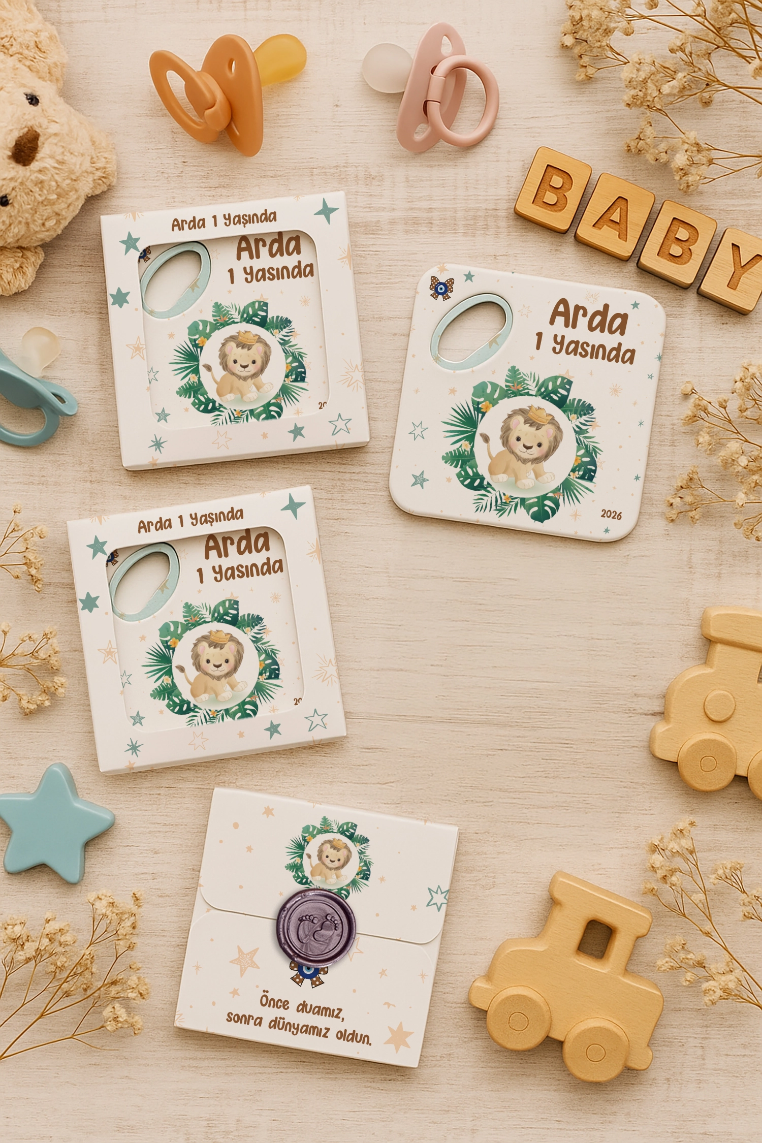 Aslan Temalı Mühürlü Kare Açacak Magnet