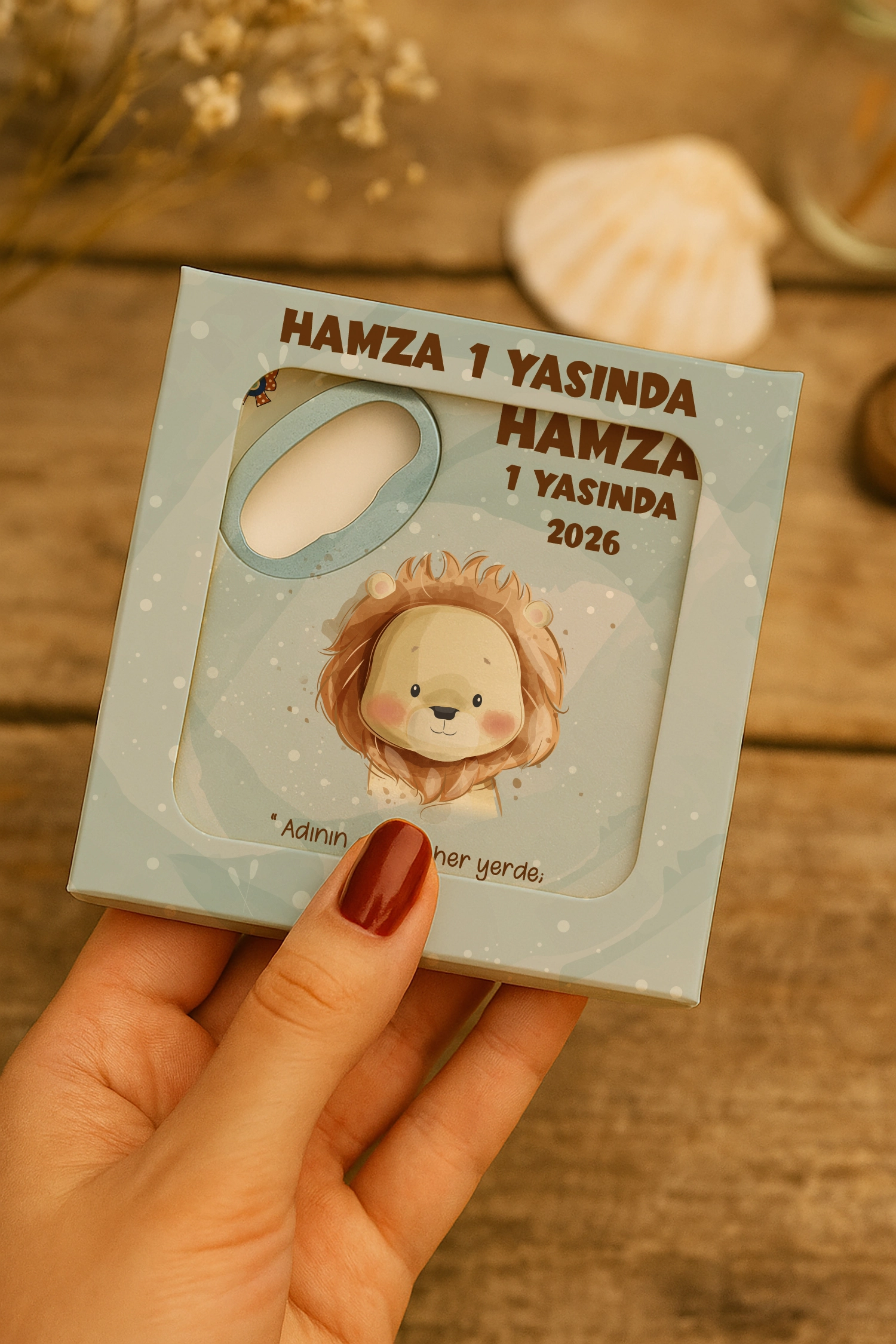 Aslan Temalı Mühürlü Kare Açacak Magnet