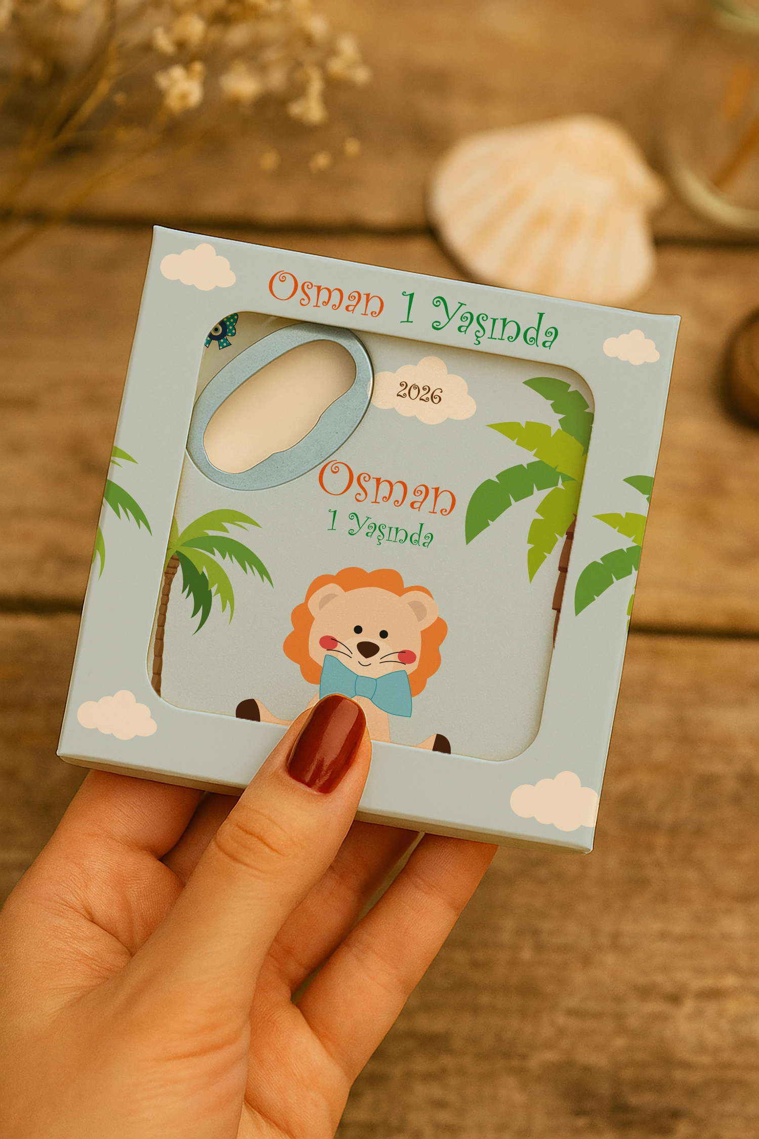 Aslan Temalı Mühürlü Kare Açacak Magnet