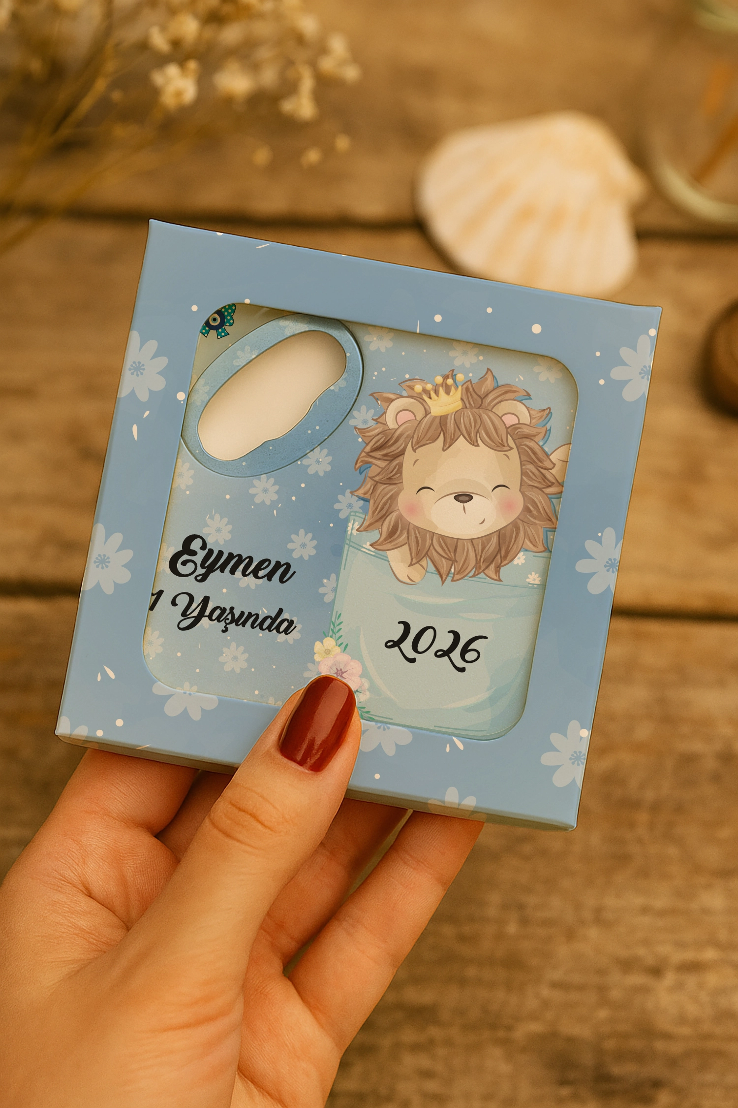 Aslan Temalı Mühürlü Kare Açacak Magnet