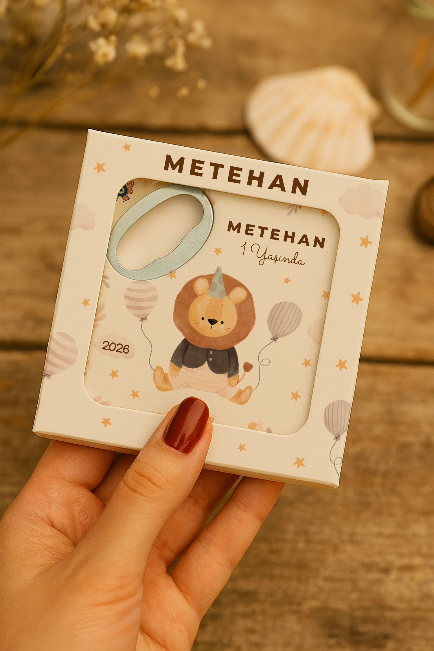 Aslan Temalı Mühürlü Kare Açacak Magnet