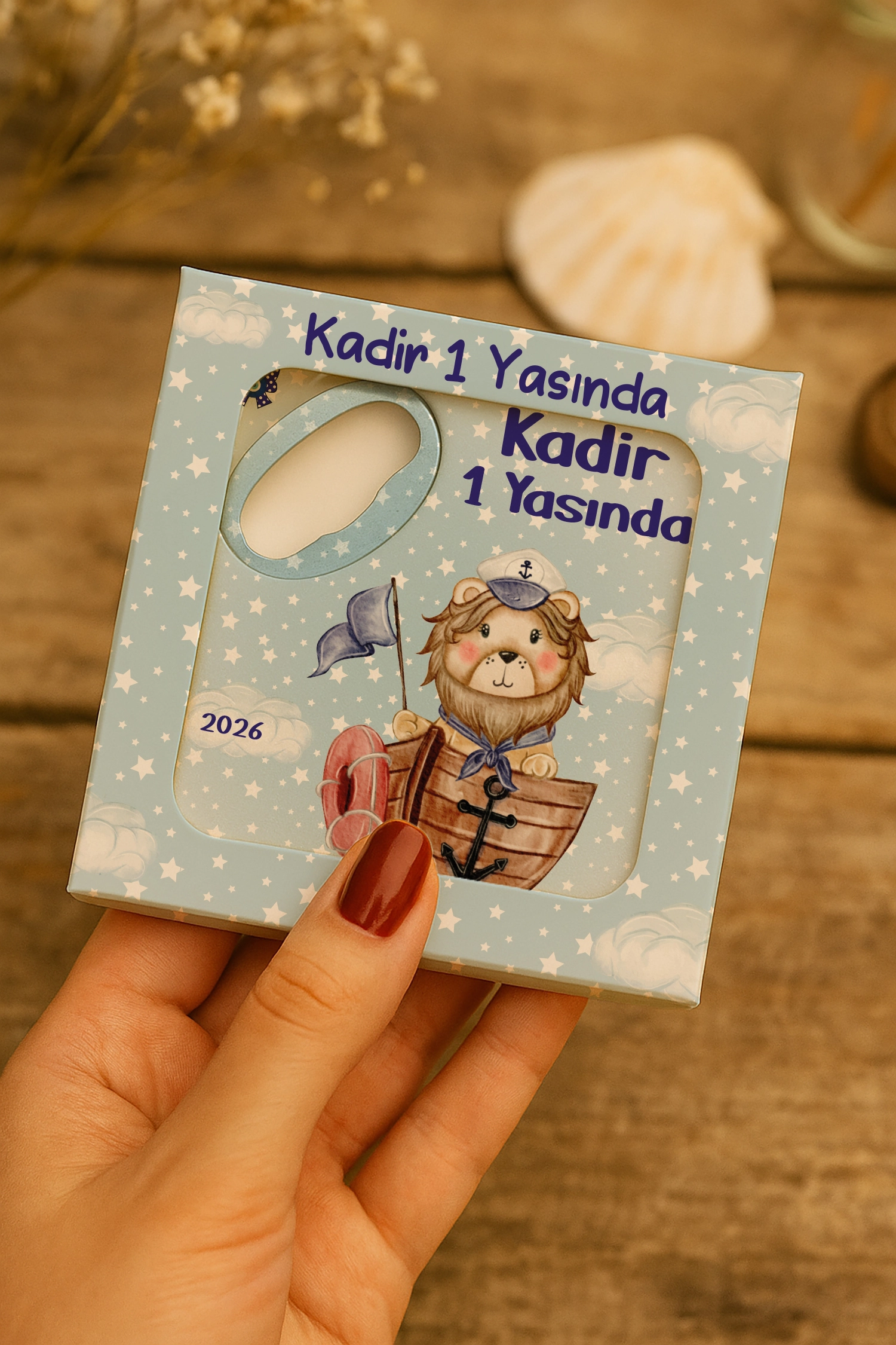 Aslan Temalı Mühürlü Kare Açacak Magnet