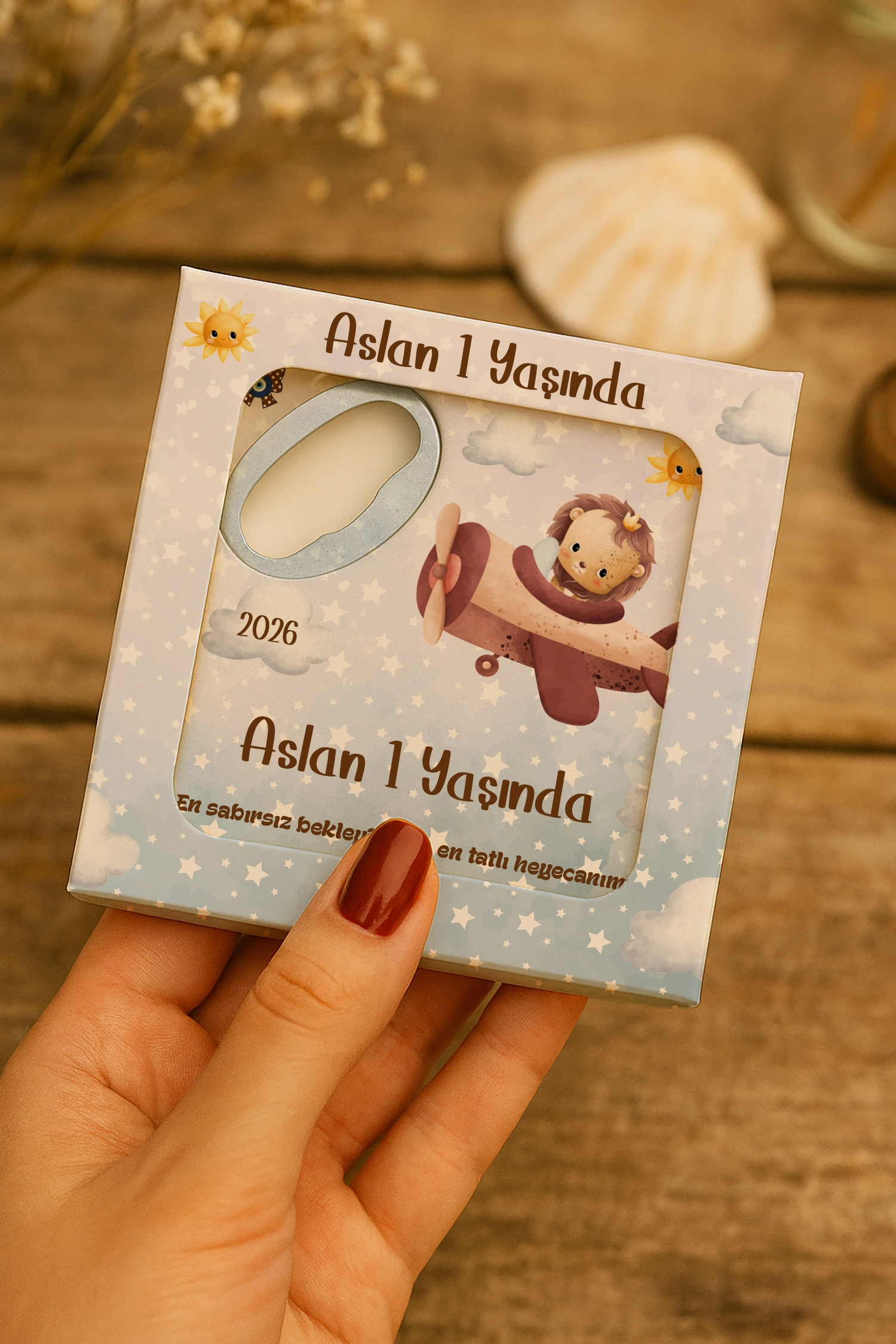 Aslan Temalı Mühürlü Kare Açacak Magnet