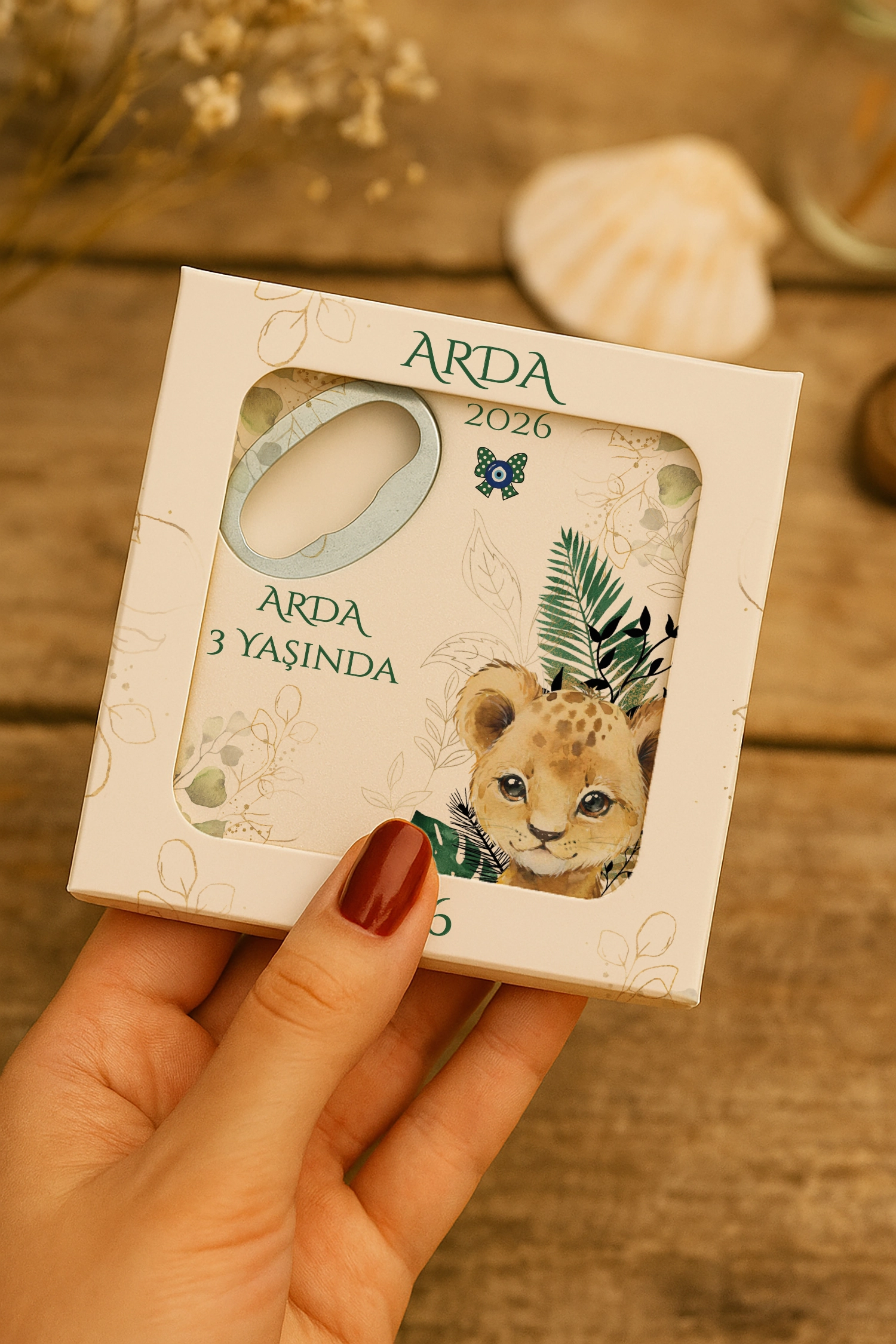 Aslan Temalı Mühürlü Kare Açacak Magnet