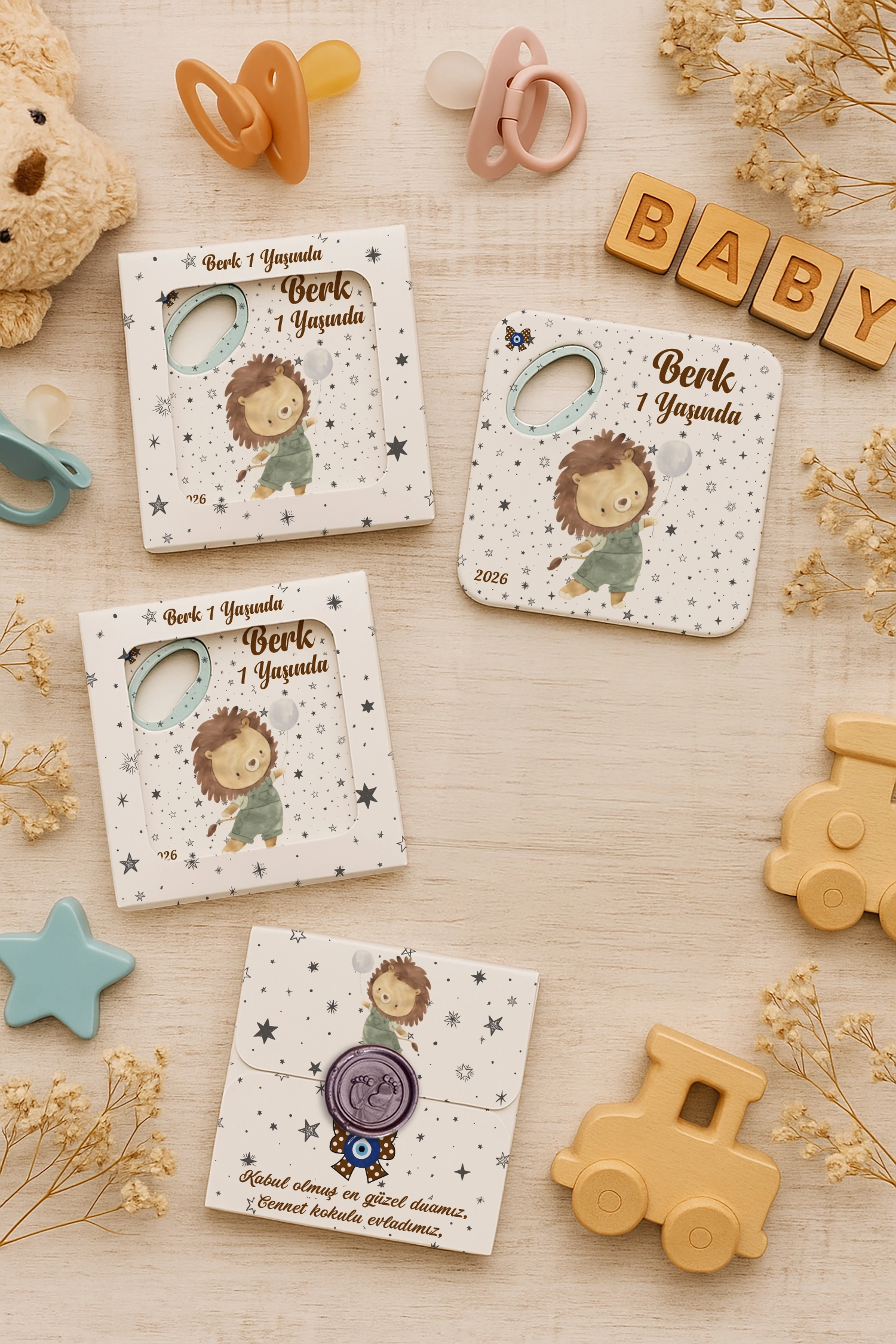 Aslan Temalı Mühürlü Kare Açacak Magnet
