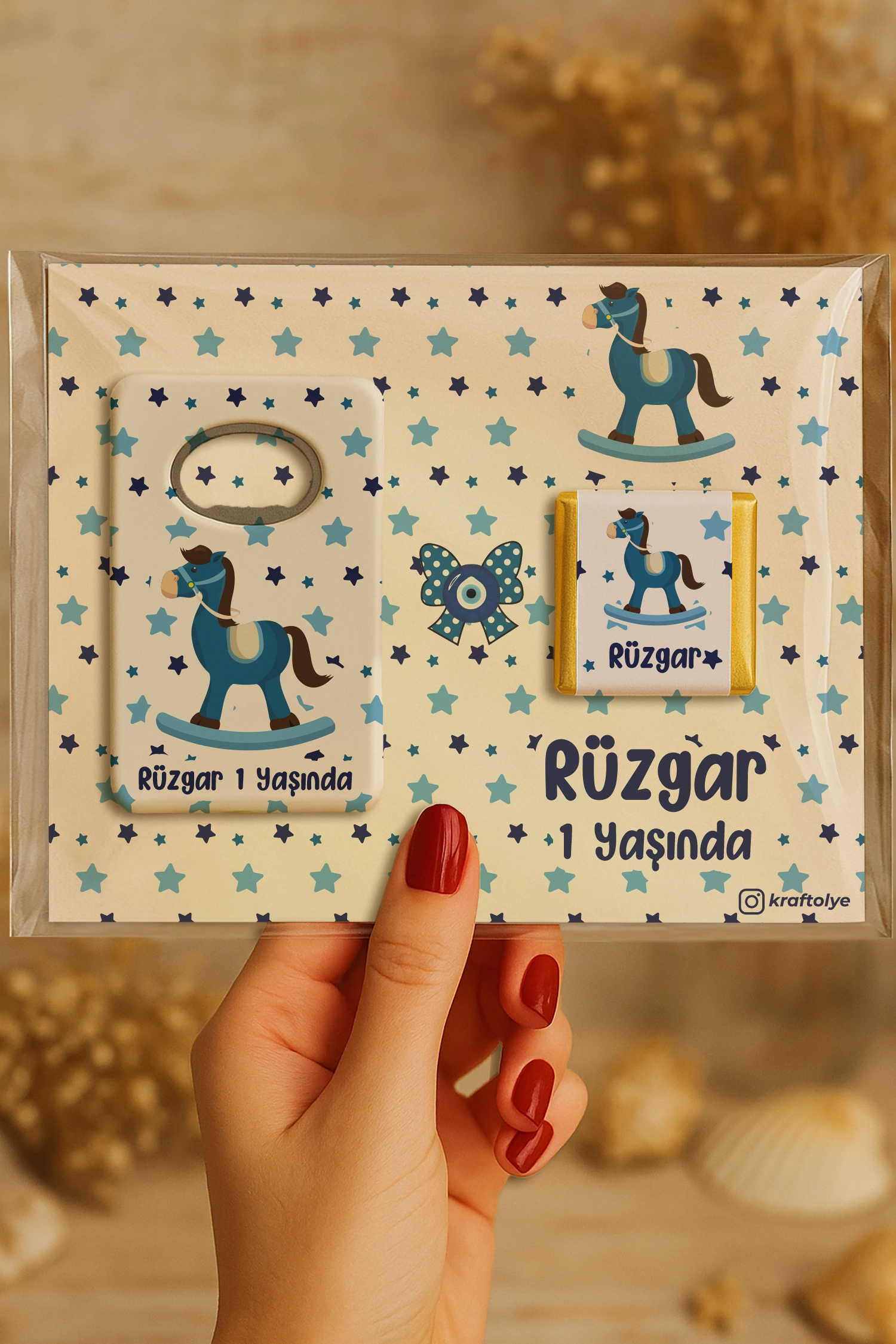 Atlı Karınca Temalı Çikolatalı Dikdörtgen Açacak Magnet
