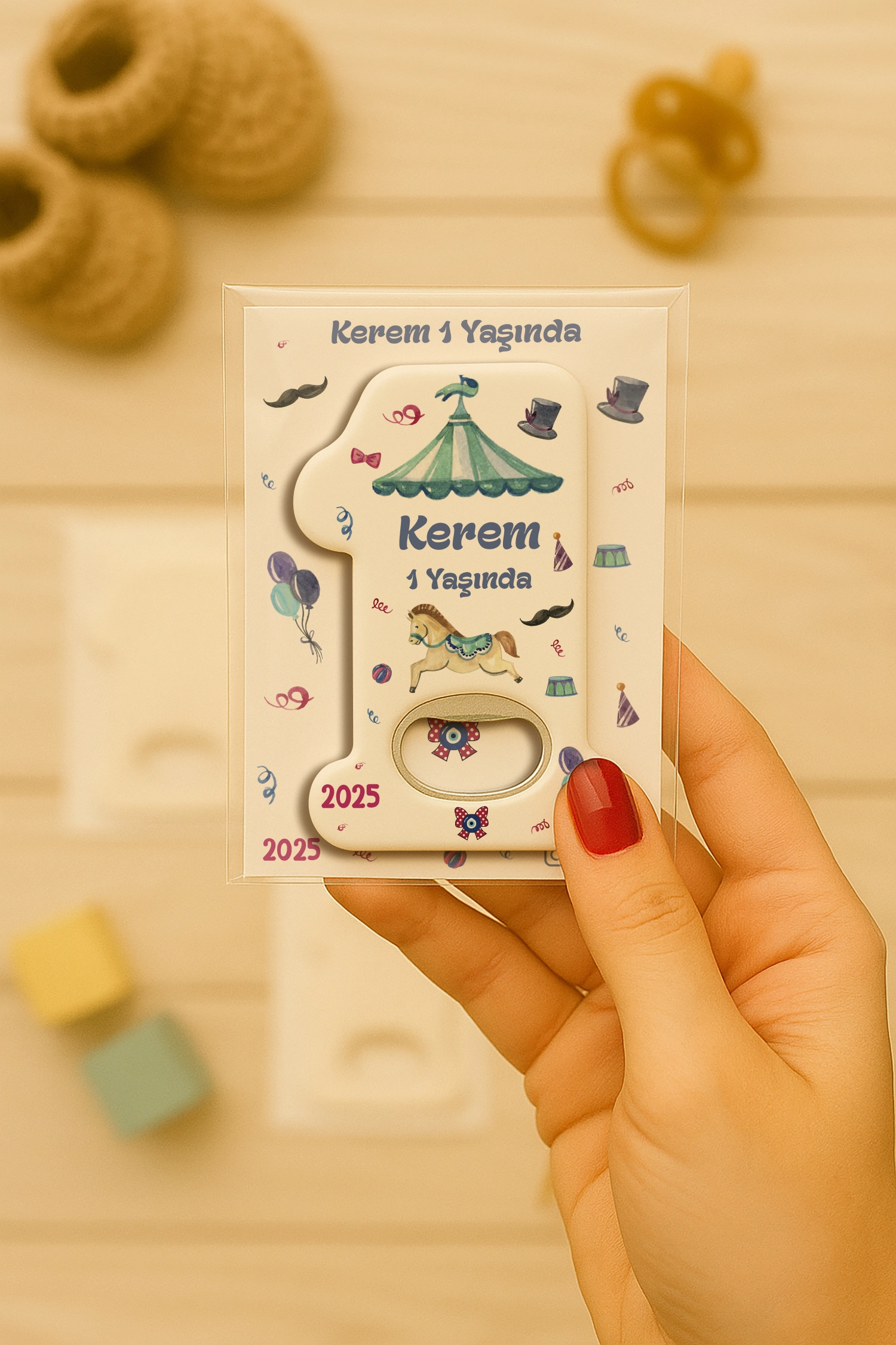 Atlı Karınca Temalı Kartlı 1 Yaş Açacak Magnet