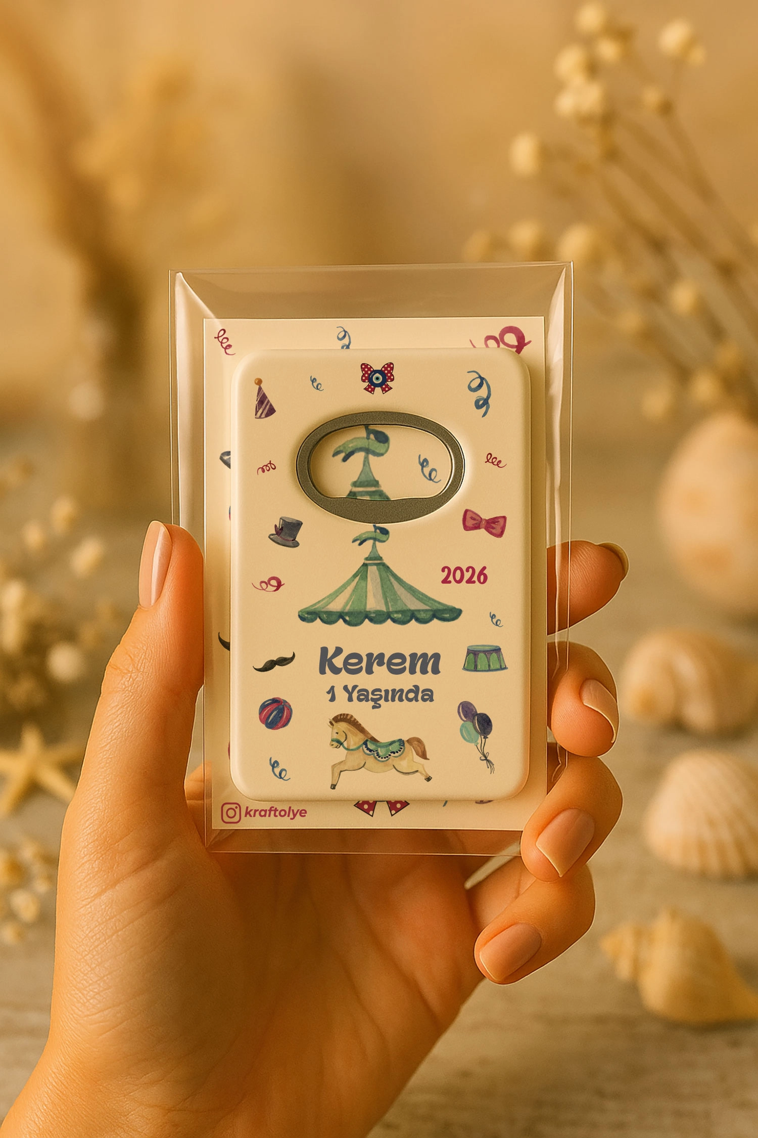 Atlı Karınca Temalı Kartlı Dikdörtgen Açacak Magnet