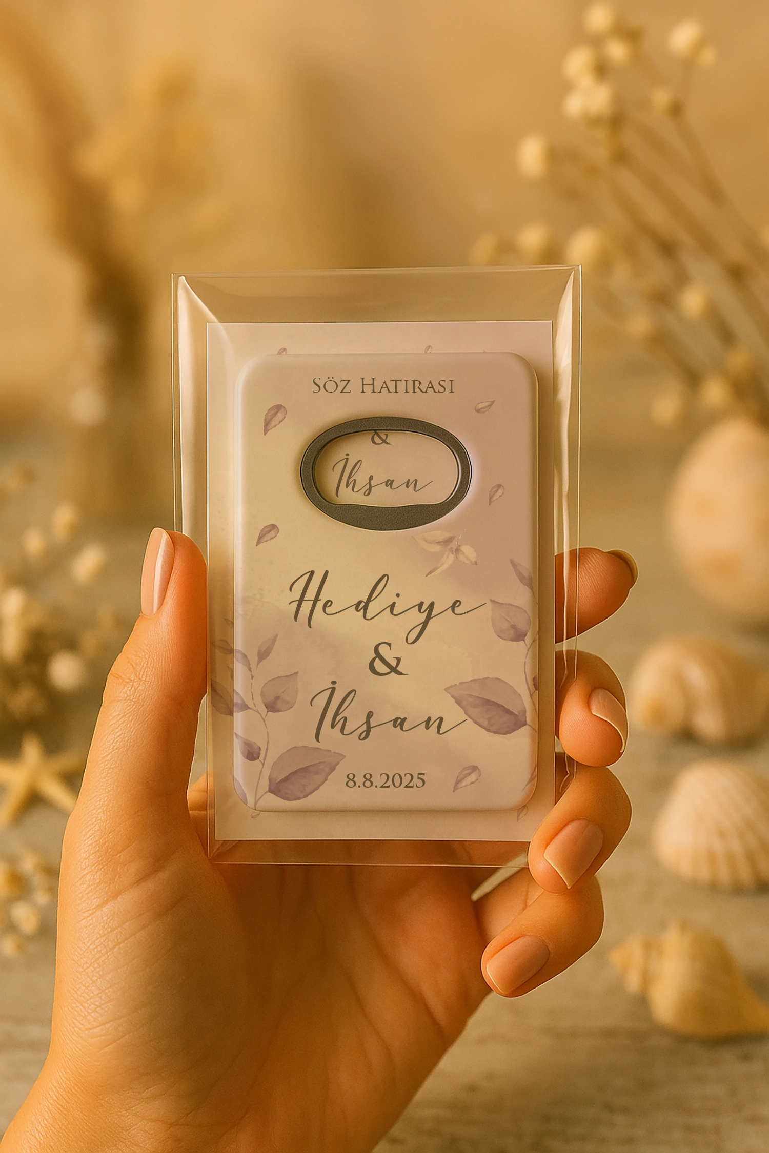 Nişan Nikah Düğün Hatırası Kartlı Açacak Magnet