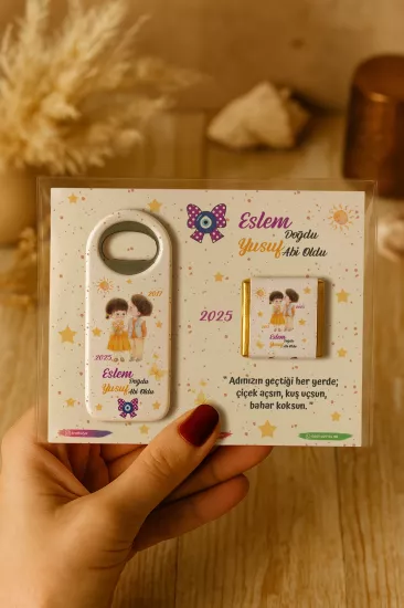 Çikolatalı Uzun Açacak Magnet | Bebek Hediyeleri