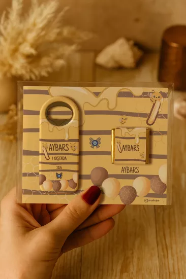 Çikolatalı Uzun Açacak Magnet | Bebek Hediyeleri